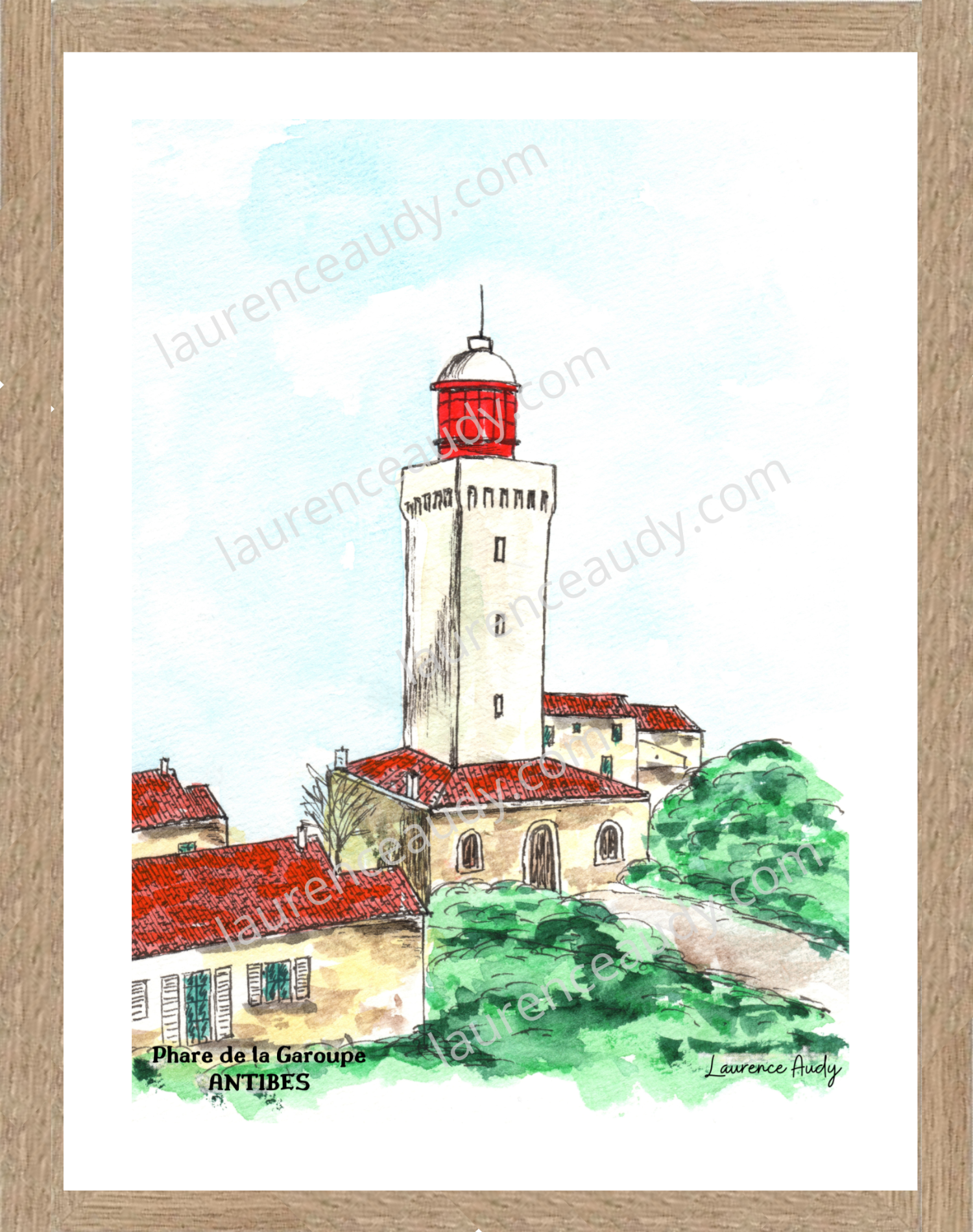 Affiche Phare de la Garoupe Antibes — aquarelle – Image 3