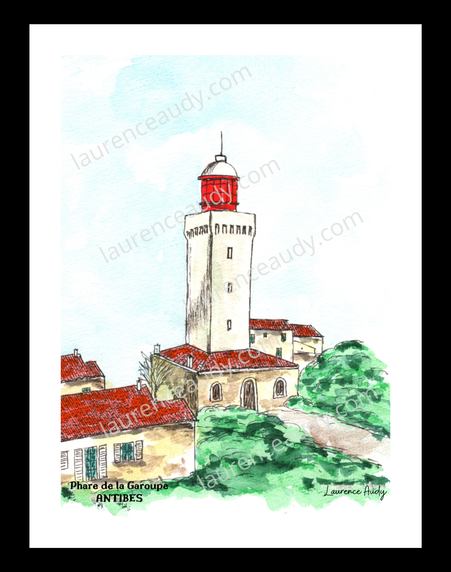 Affiche Phare de la Garoupe Antibes — aquarelle – Image 2