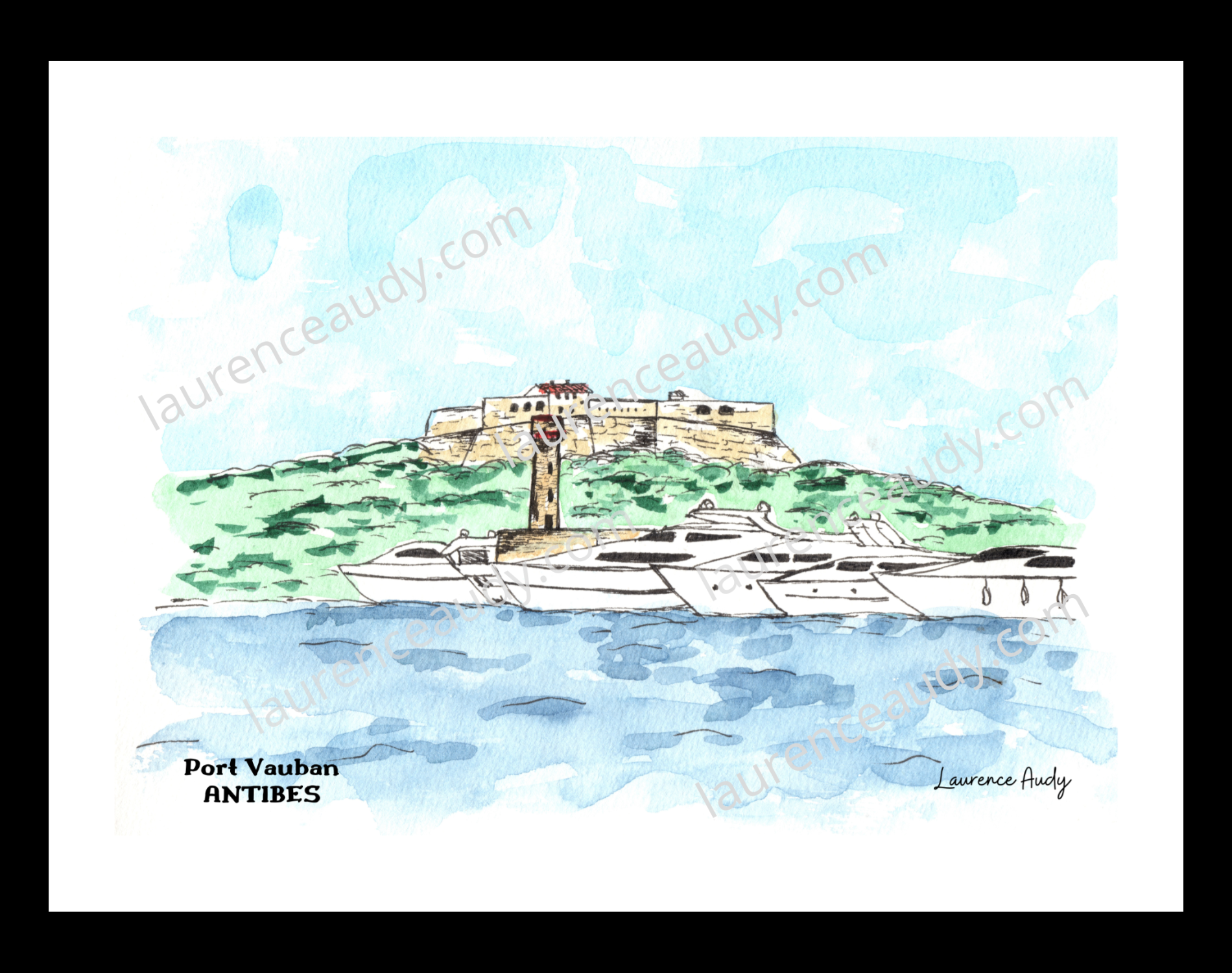 Affiche port Vauban Antibes — aquarelle – Image 2