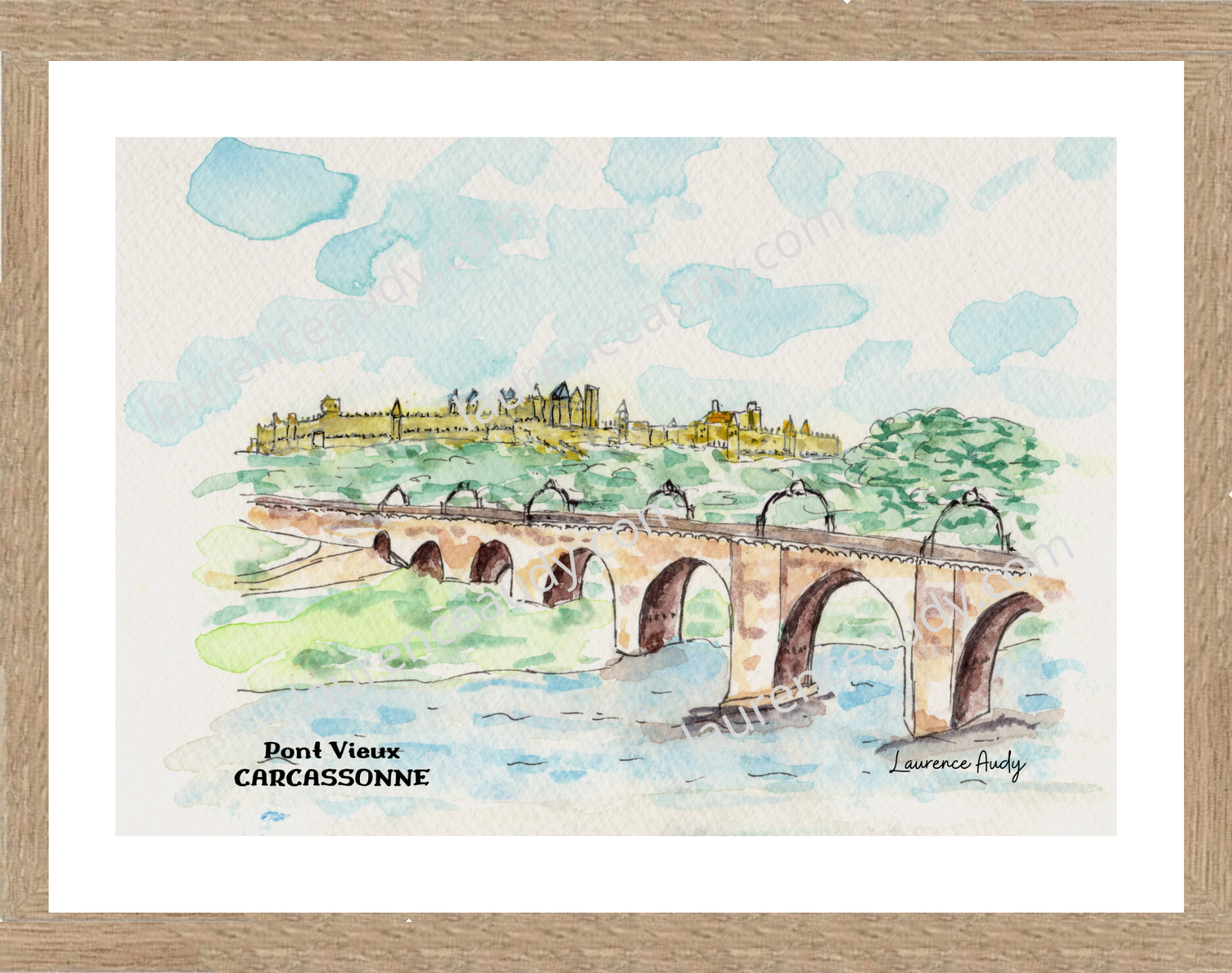 Affiche pont vieux Carcassonne — aquarelle – Image 2