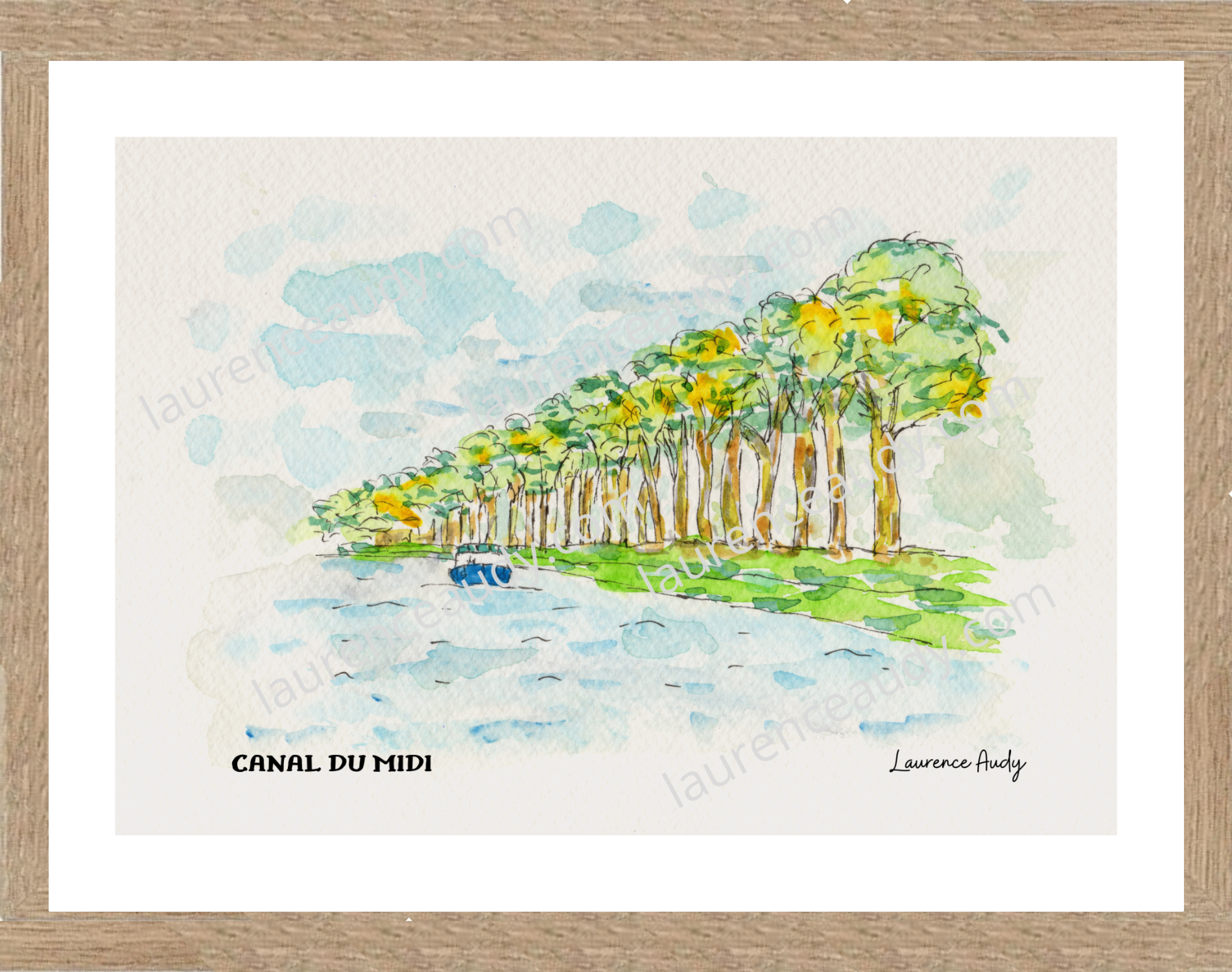 Affiche Canal du midi Carcassonne — aquarelle – Image 2