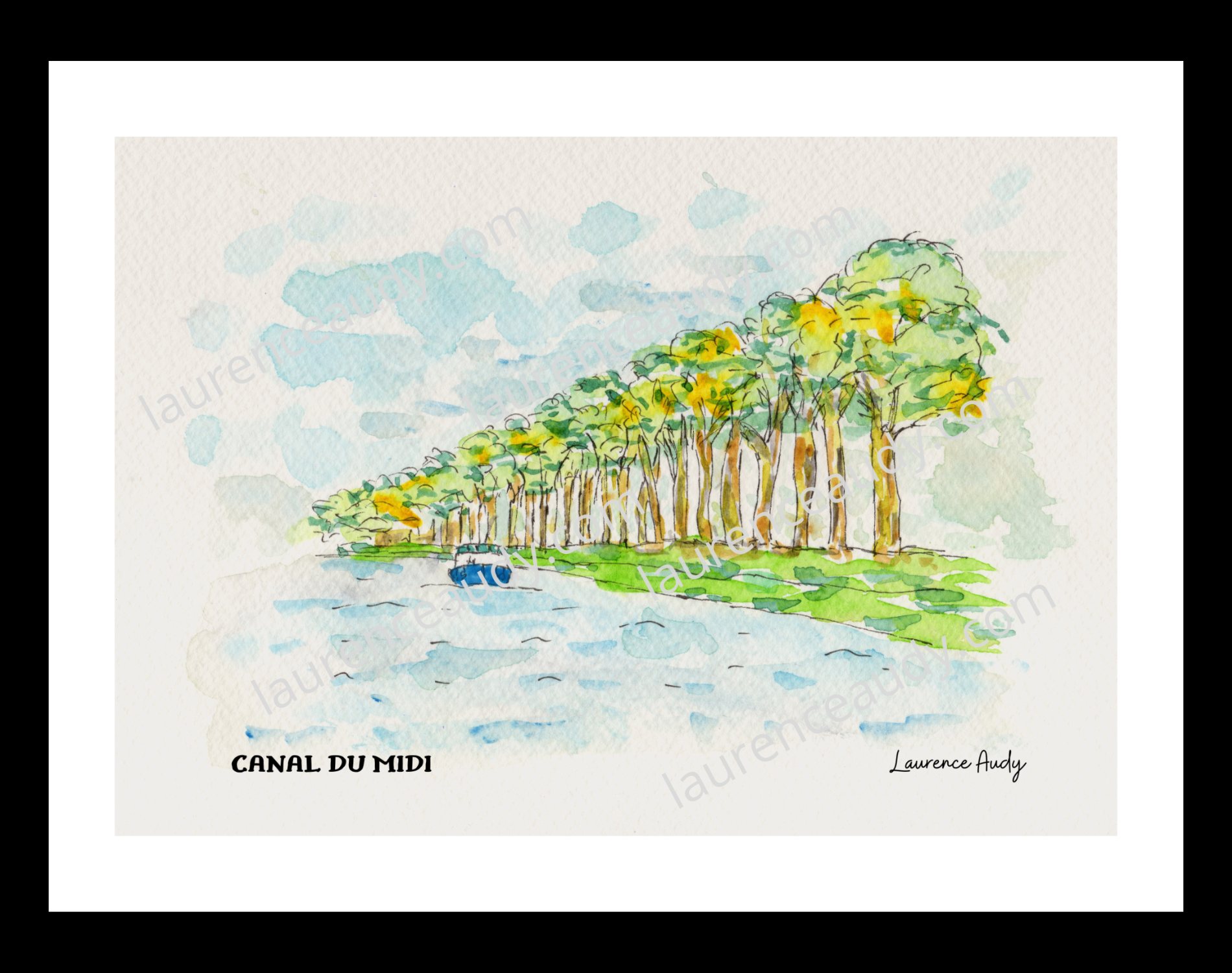 Affiche Canal du midi Carcassonne — aquarelle – Image 3