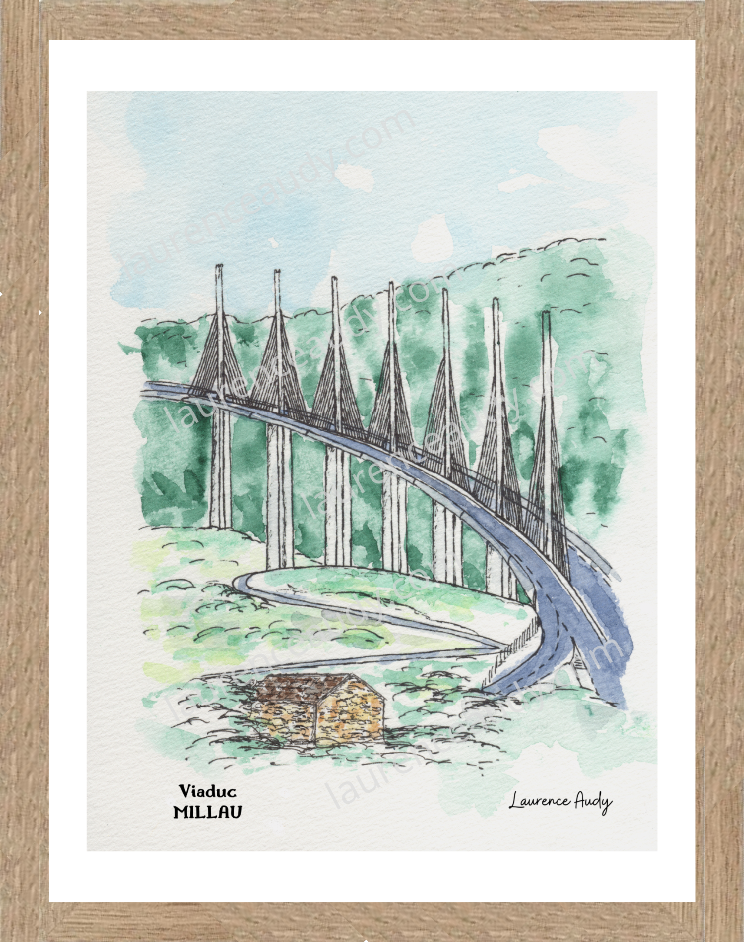 Affiche Viaduc de Millau — aquarelle – Image 3
