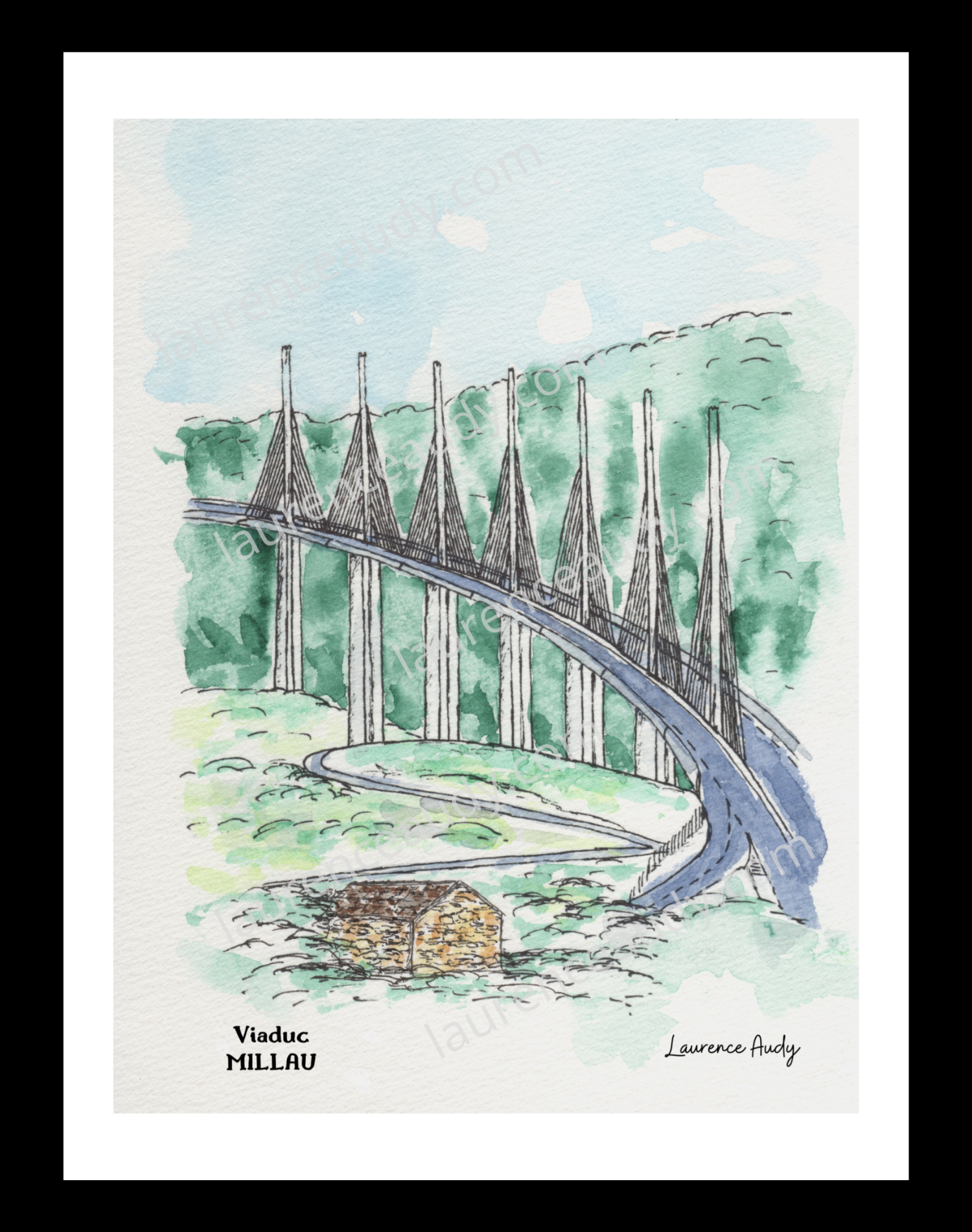 Affiche Viaduc de Millau — aquarelle – Image 2