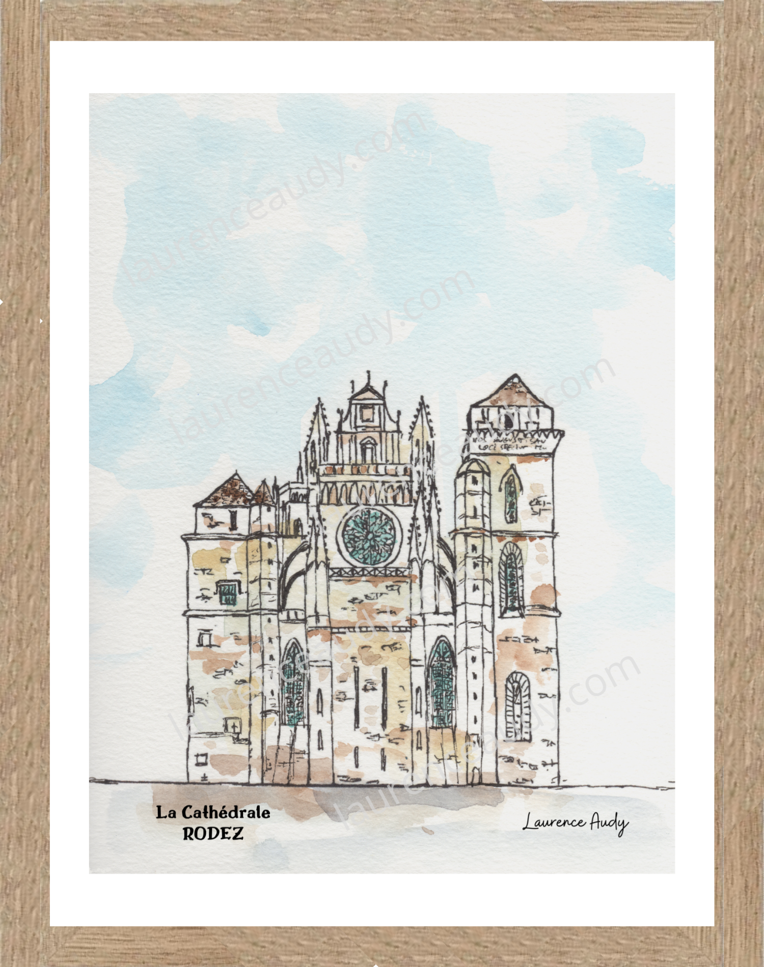 Affiche cathédrale à Rodez — aquarelle – Image 2
