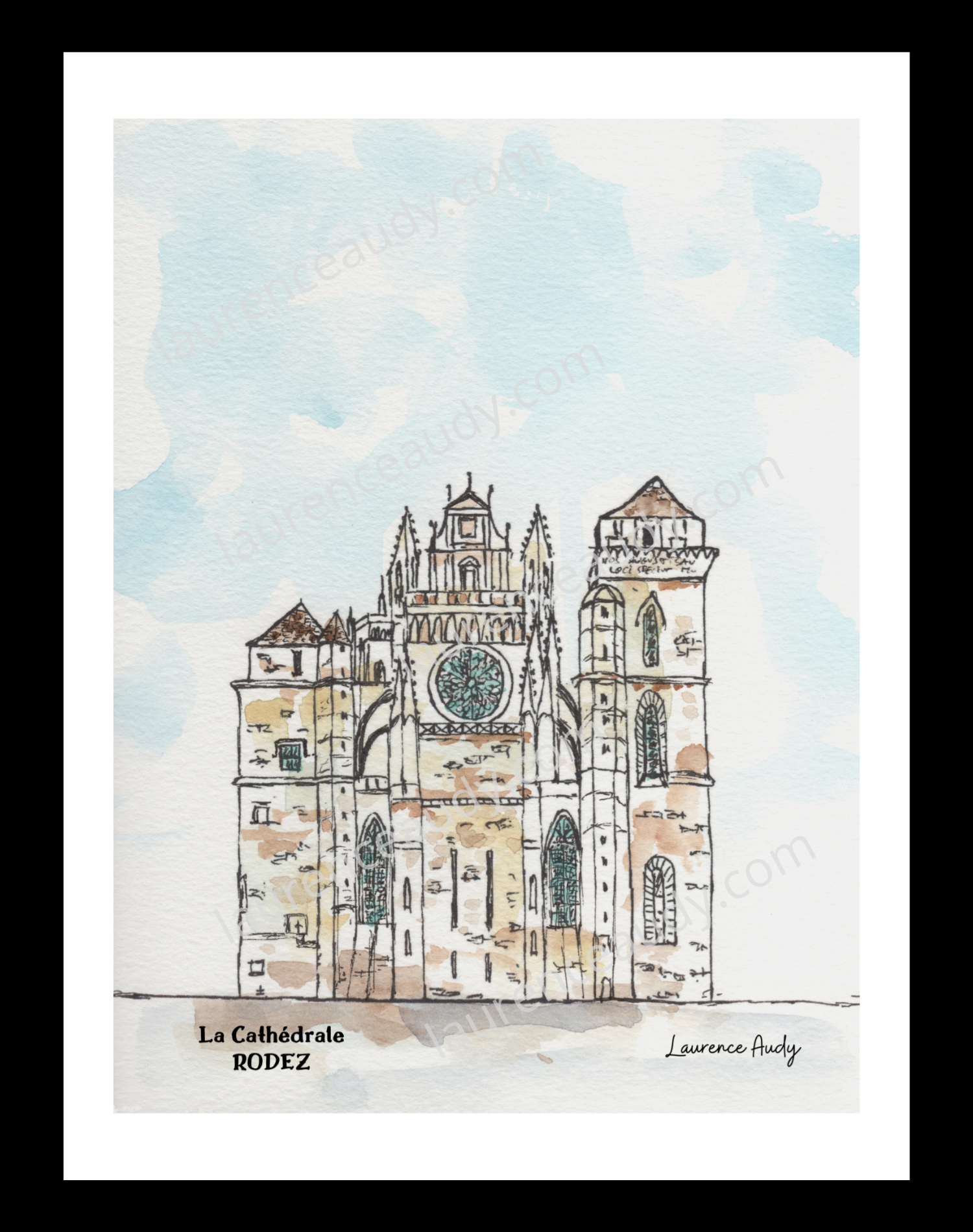 Affiche cathédrale à Rodez — aquarelle – Image 3
