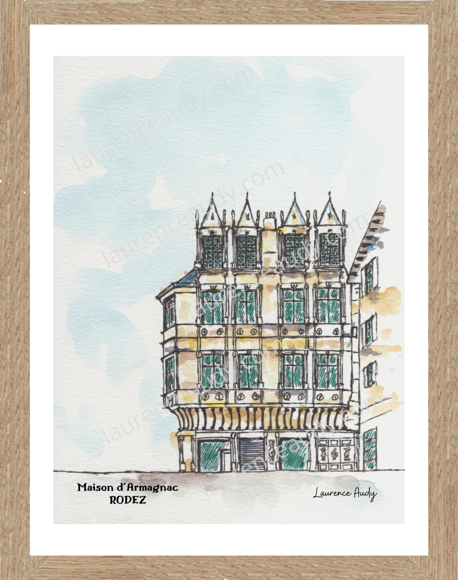 Affiche maison Armagnac à Rodez — aquarelle – Image 3