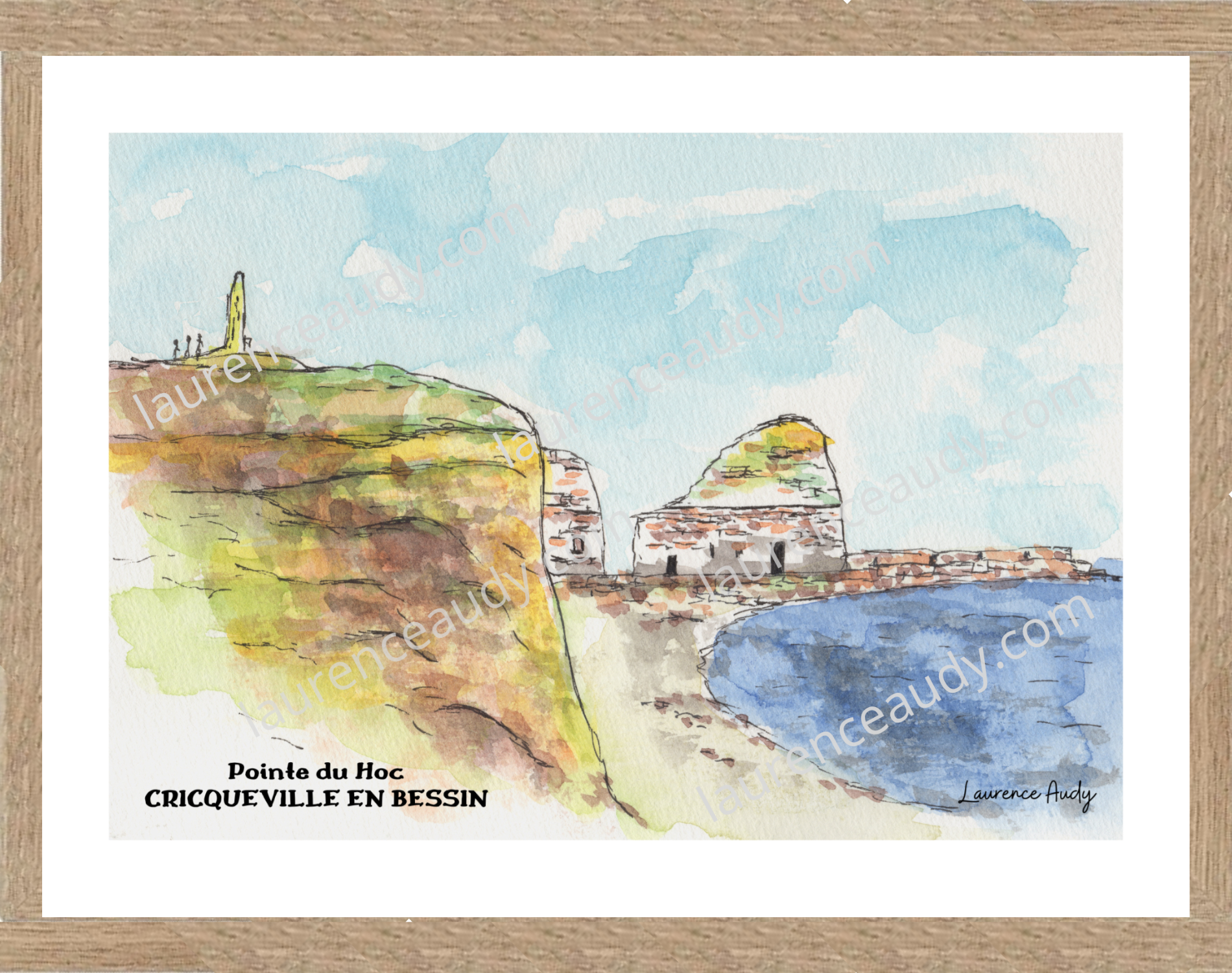 Affiche Pointe du Hoc à Cricqueville en Bessin — aquarelle – Image 3