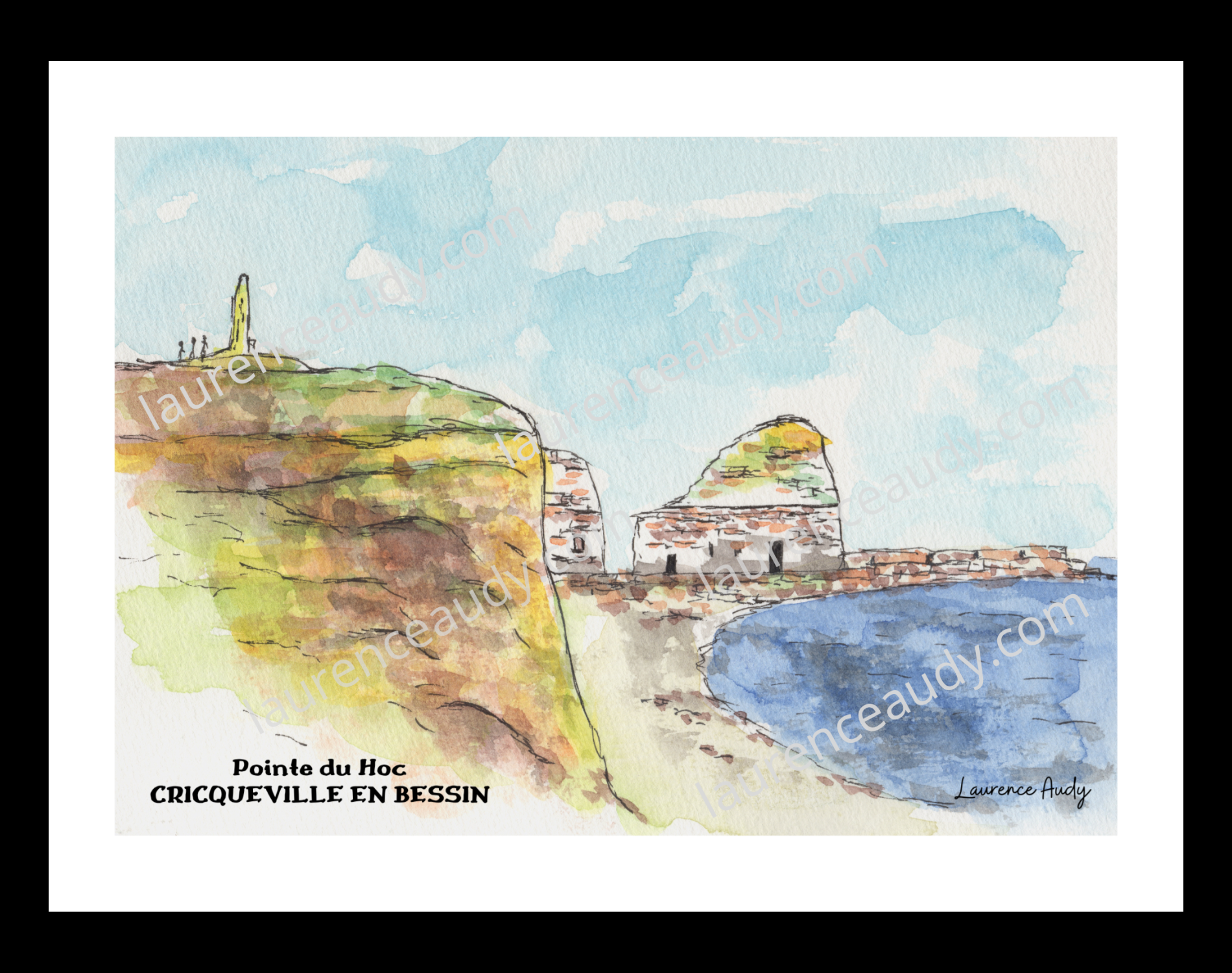 Affiche Pointe du Hoc à Cricqueville en Bessin — aquarelle – Image 2