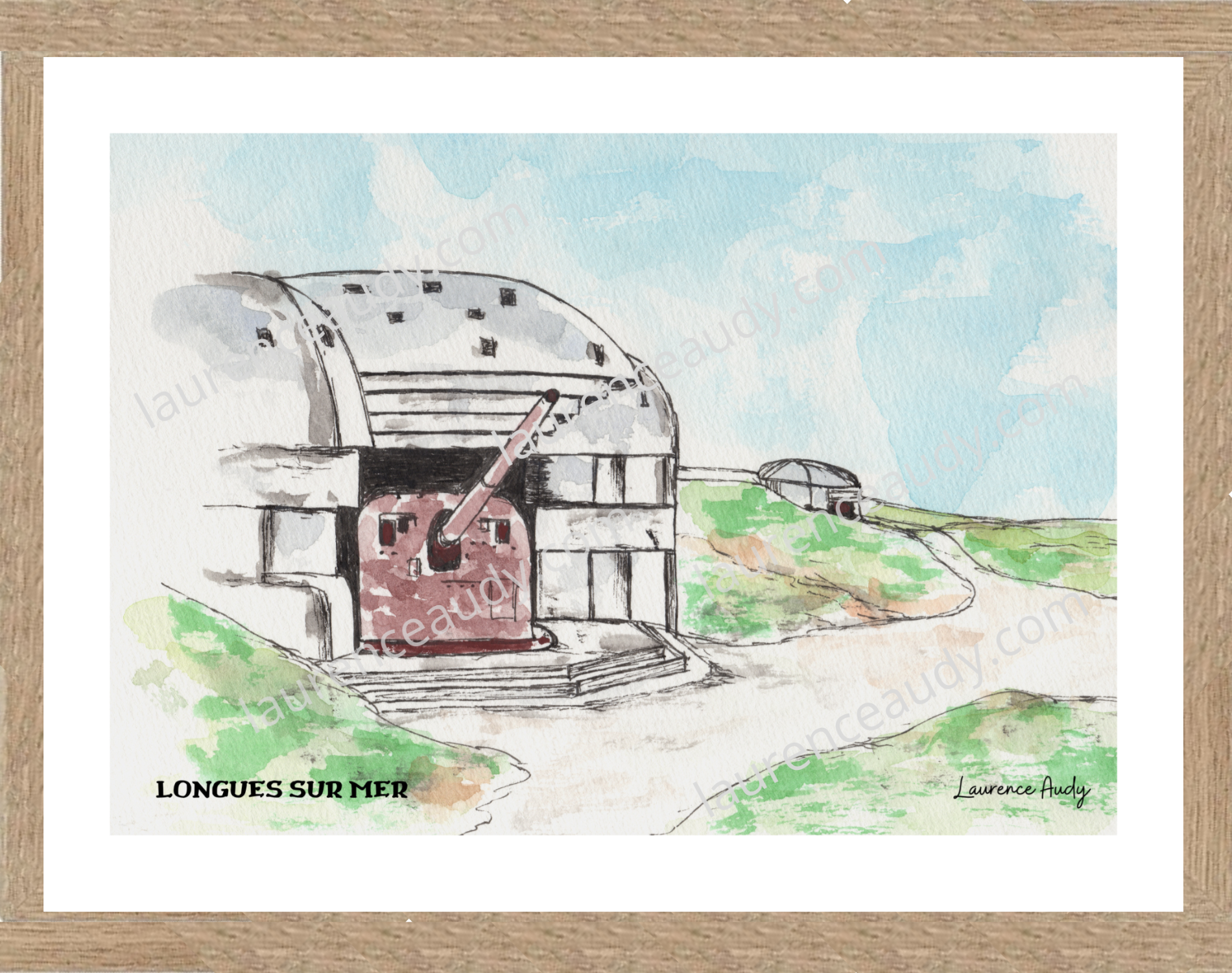 Affiche Batterie à Longues sur mer — aquarelle – Image 3