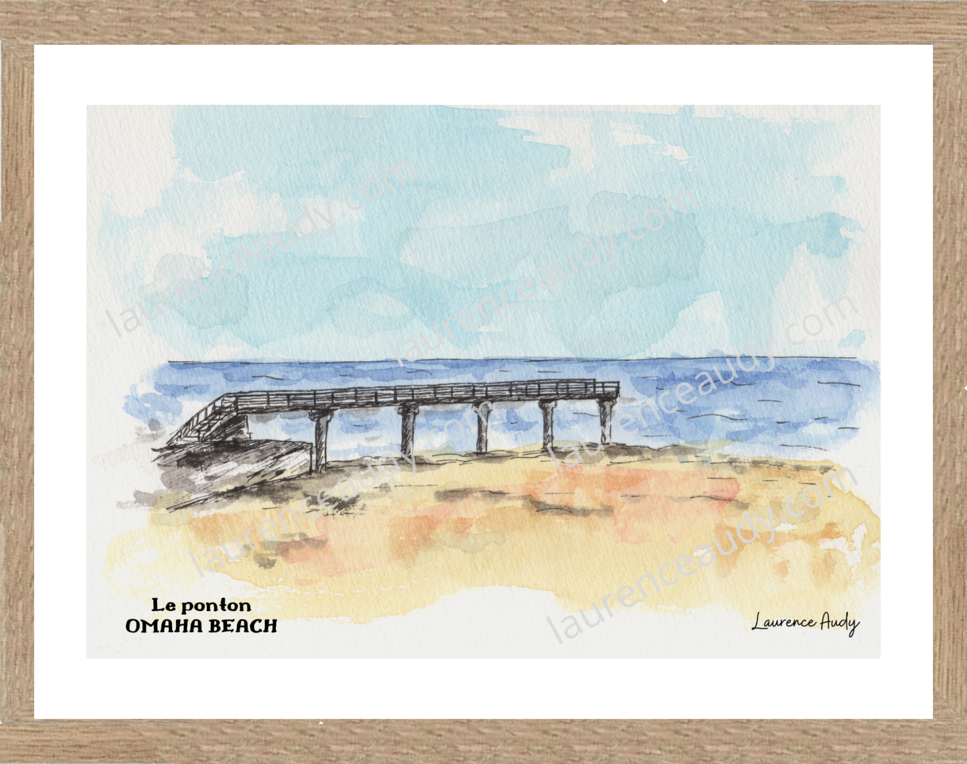 Affiche Ponton à Omaha Beach — aquarelle – Image 3