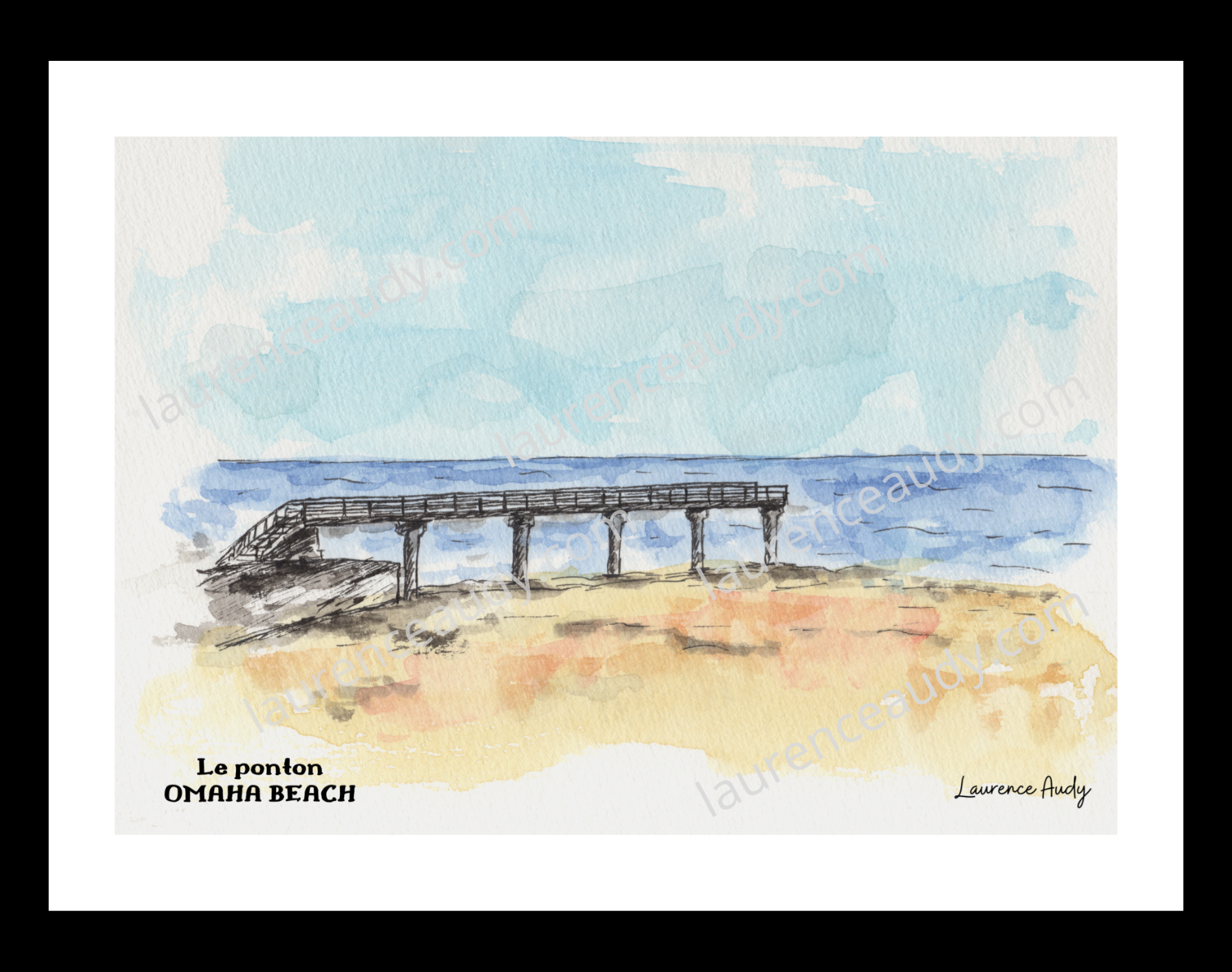 Affiche Ponton à Omaha Beach — aquarelle – Image 2