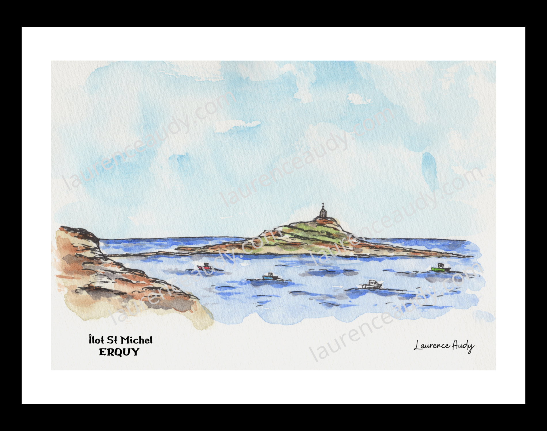 Affiche Ilot St Michel Erquy — aquarelle – Image 2
