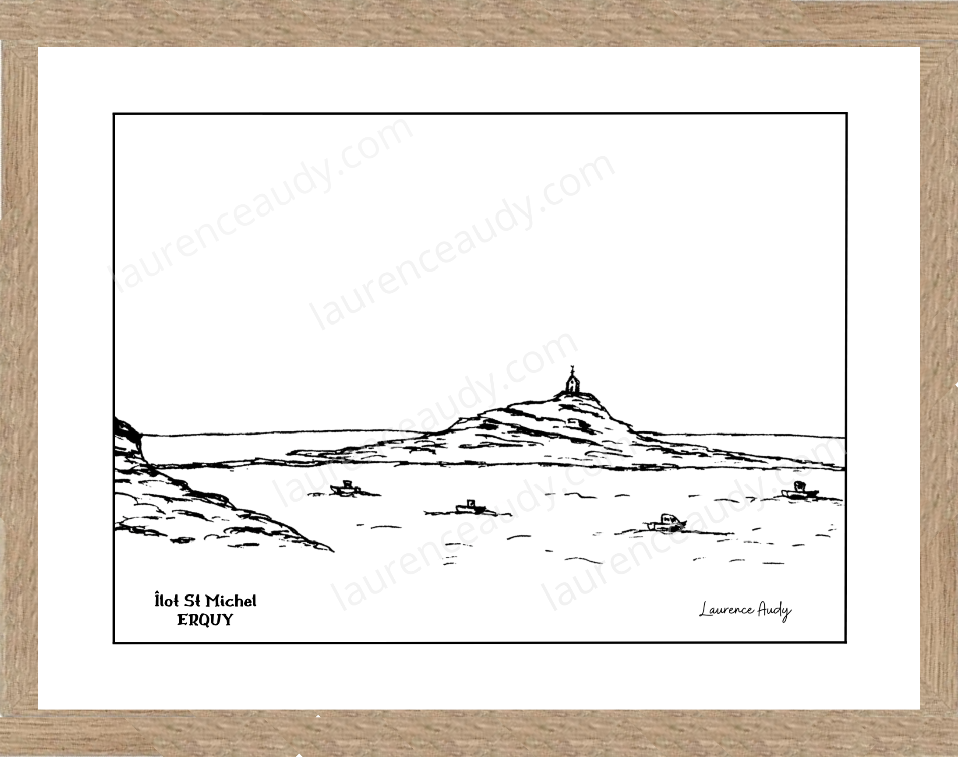22-ERQUY-ILOT ST MICHEL-N&B FILIGRANE CADRE CHENE