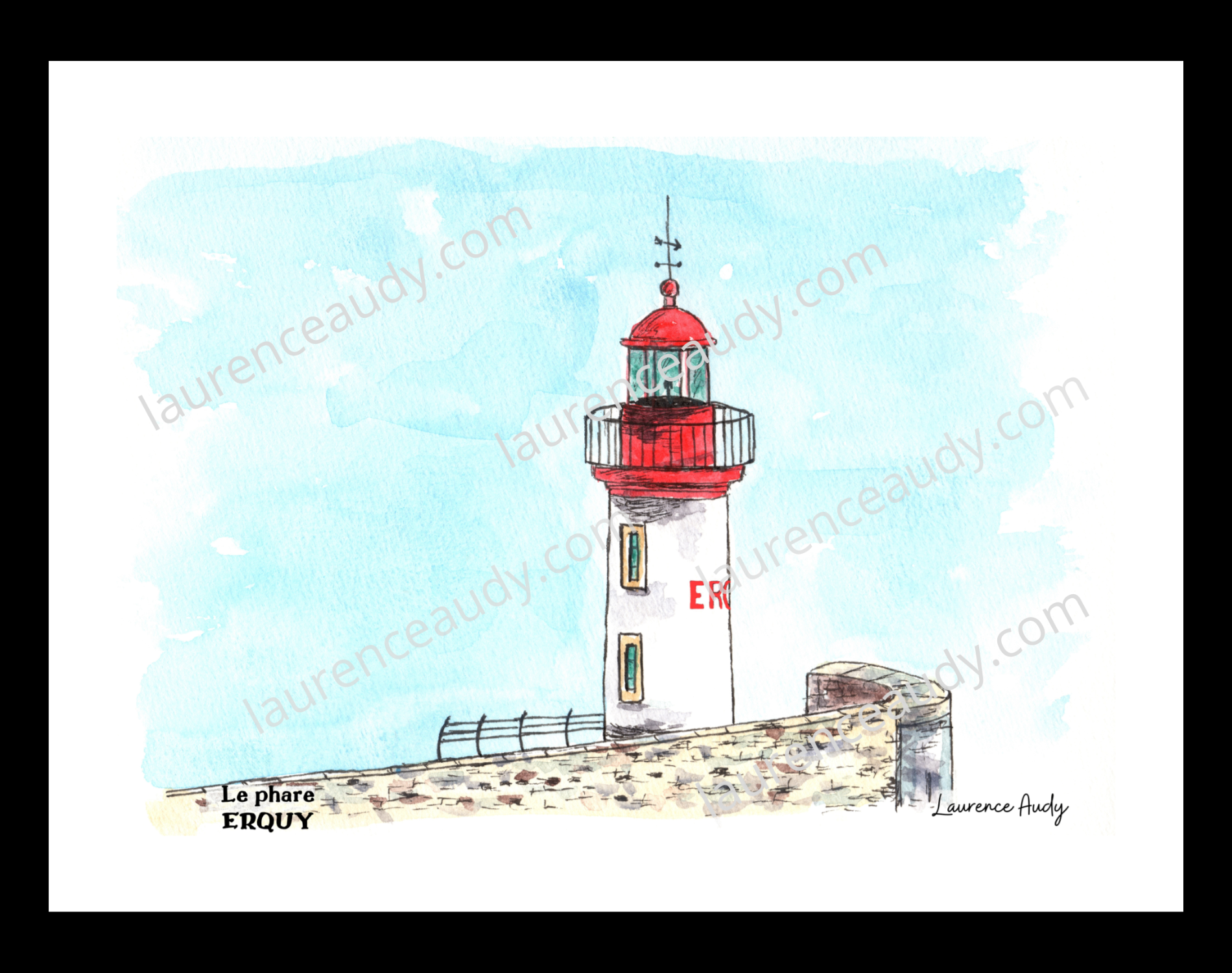 Affiche le Phare Erquy — aquarelle – Image 2