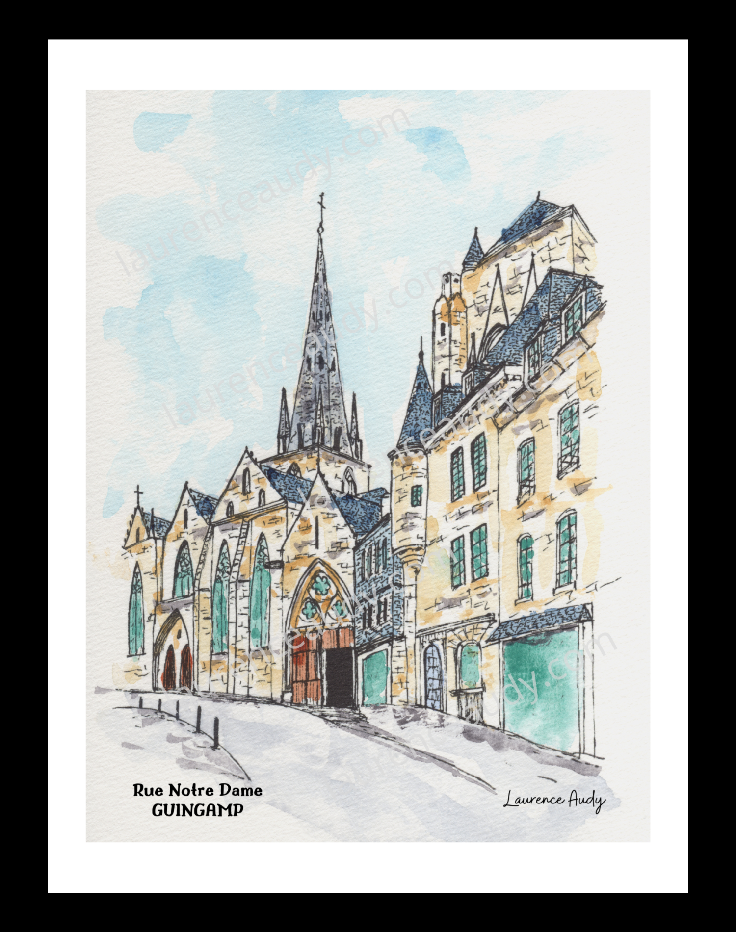 Affiche Rue Notre Dame Guingamp — aquarelle – Image 2