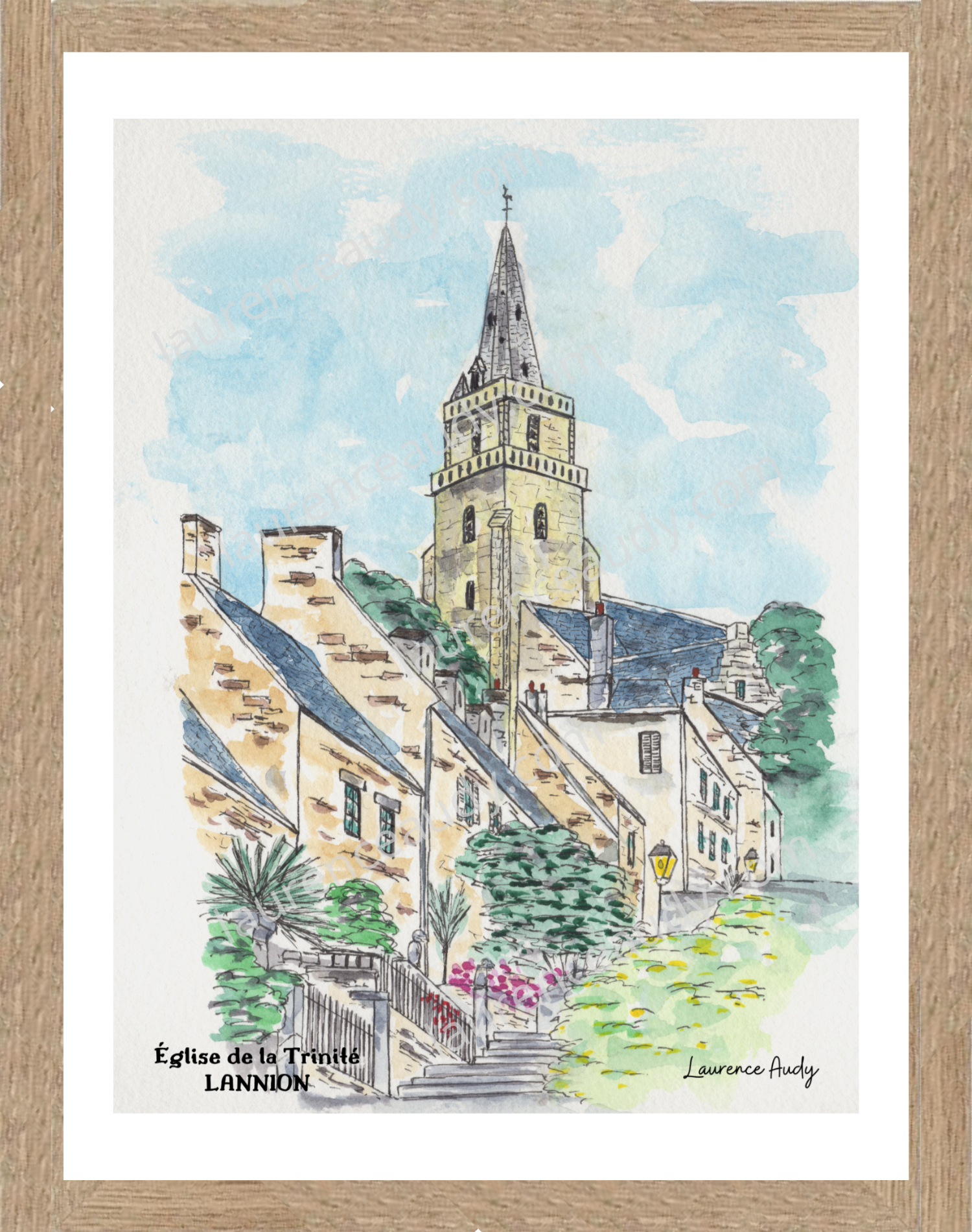 Affiche Église de la Trinité Lannion — aquarelle – Image 2
