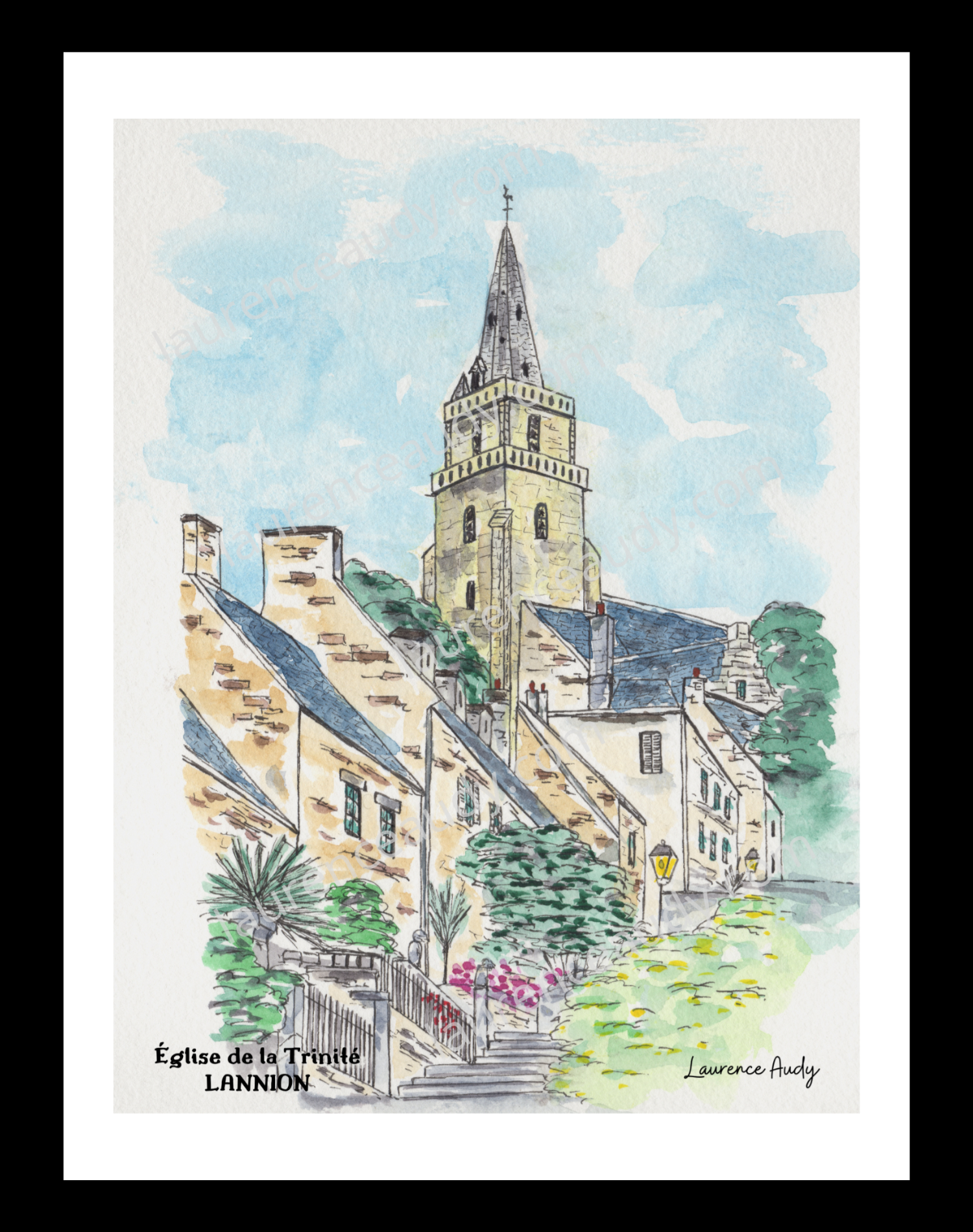 Affiche Église de la Trinité Lannion — aquarelle – Image 3