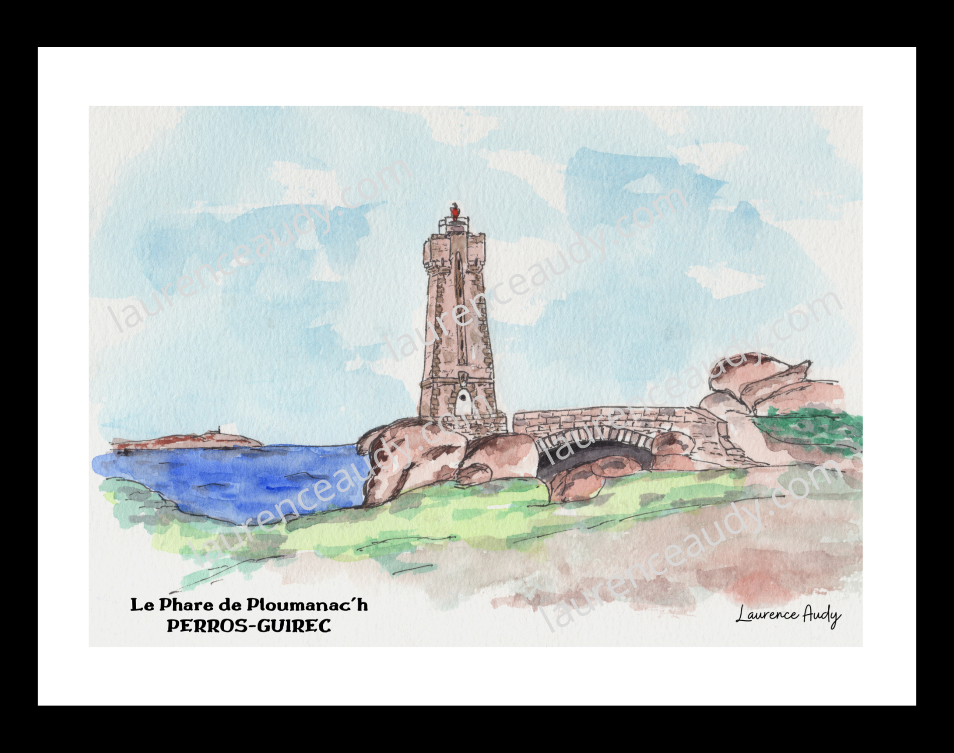 Affiche Phare Ploumanac’h Perros Guirec — aquarelle – Image 2