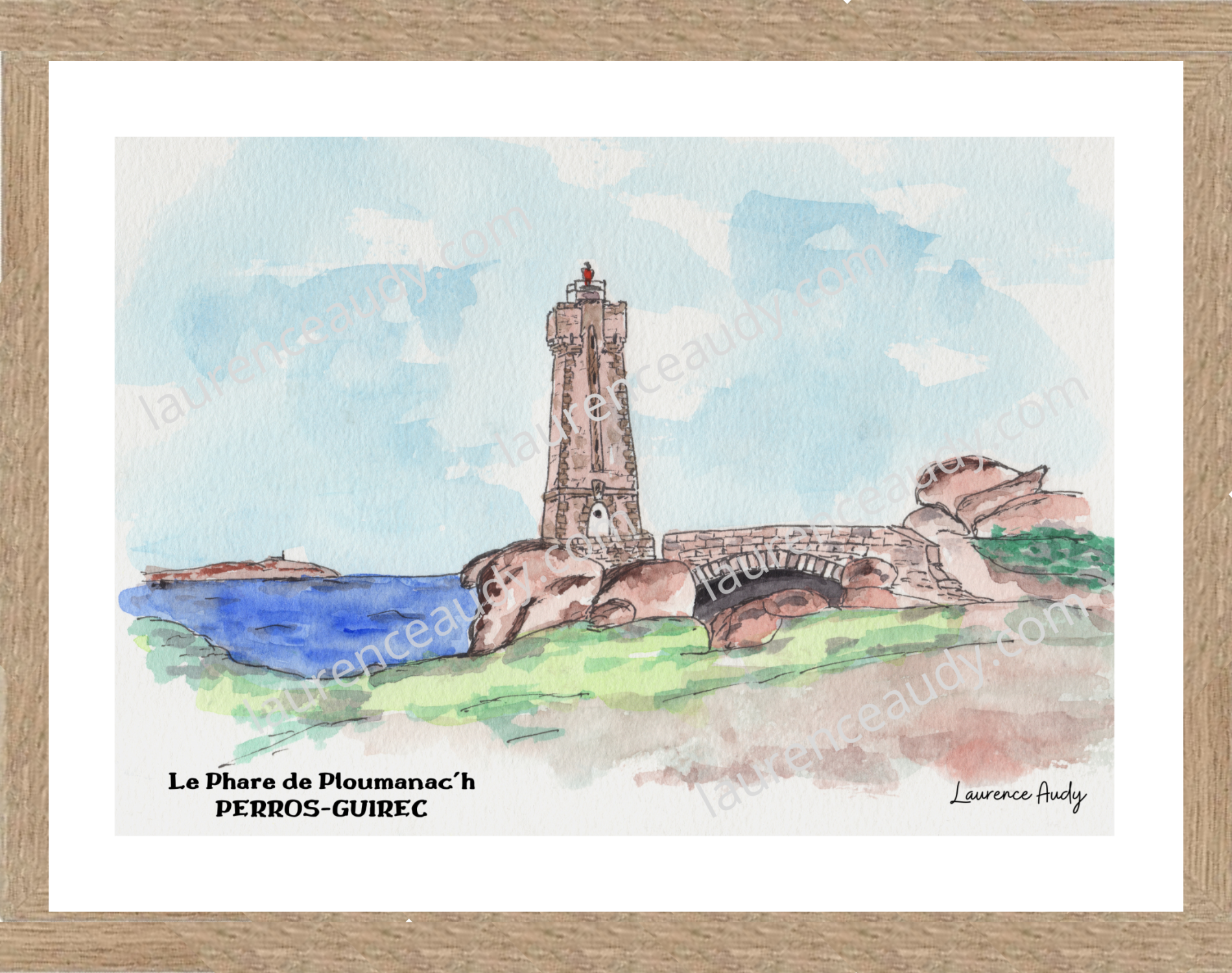 Affiche Phare Ploumanac’h Perros Guirec — aquarelle – Image 3