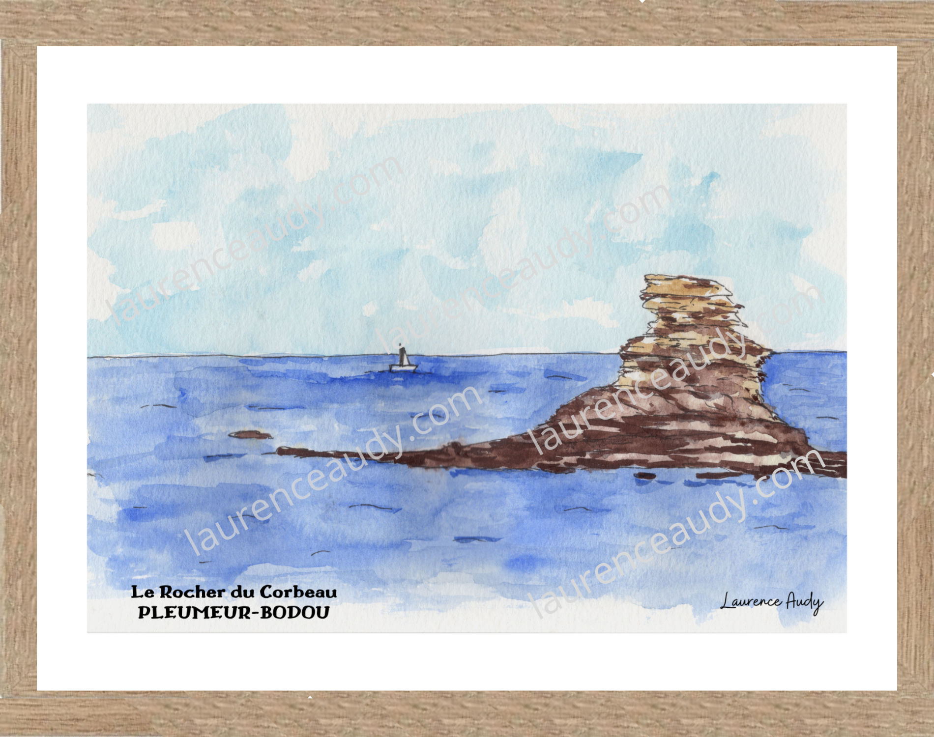 Affiche Rocher du Corbeau Pleumeur Bodou — aquarelle – Image 3