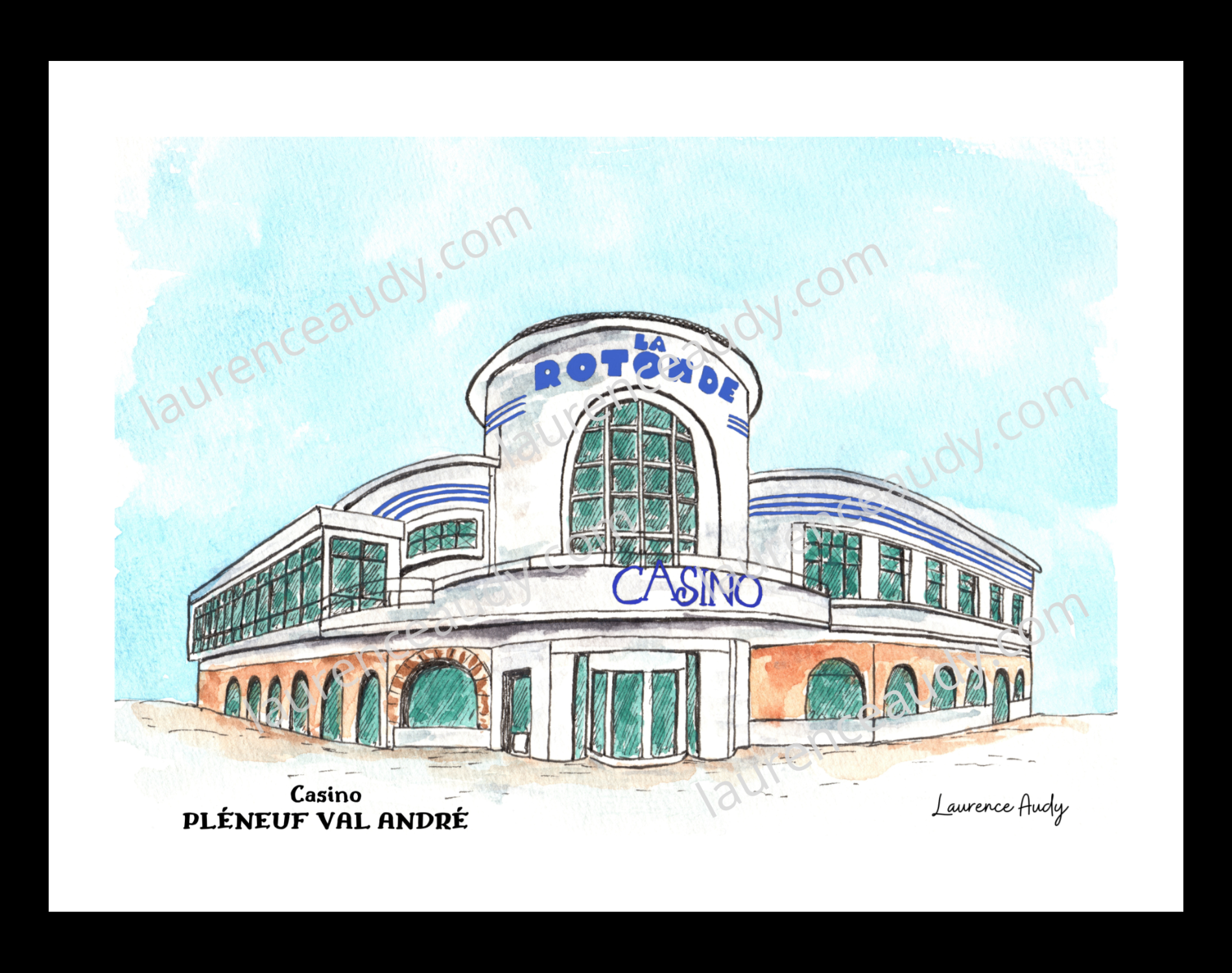 Affiche Casino Pléneuf Val André — aquarelle – Image 2