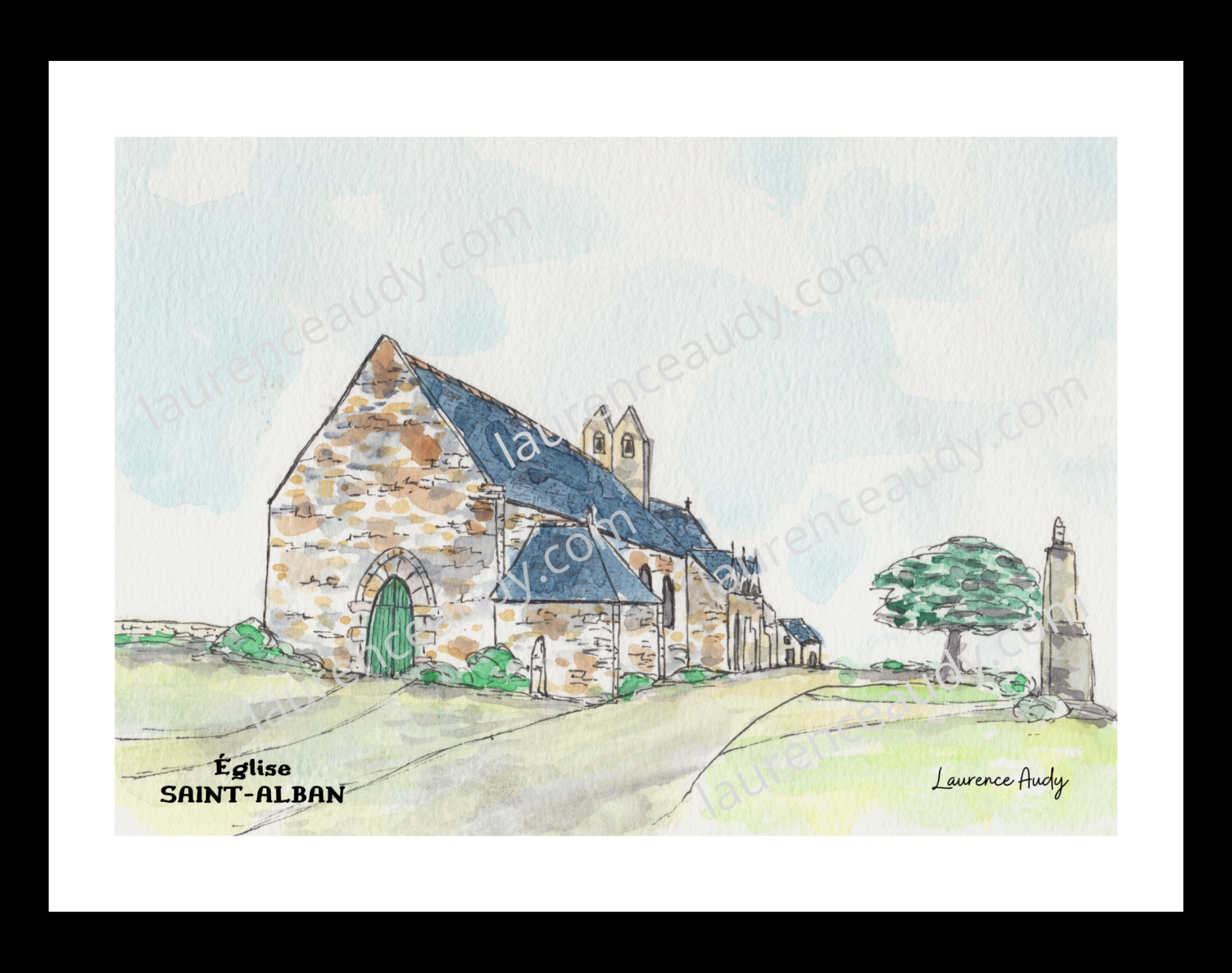 Affiche Eglise Saint Alban — aquarelle – Image 2