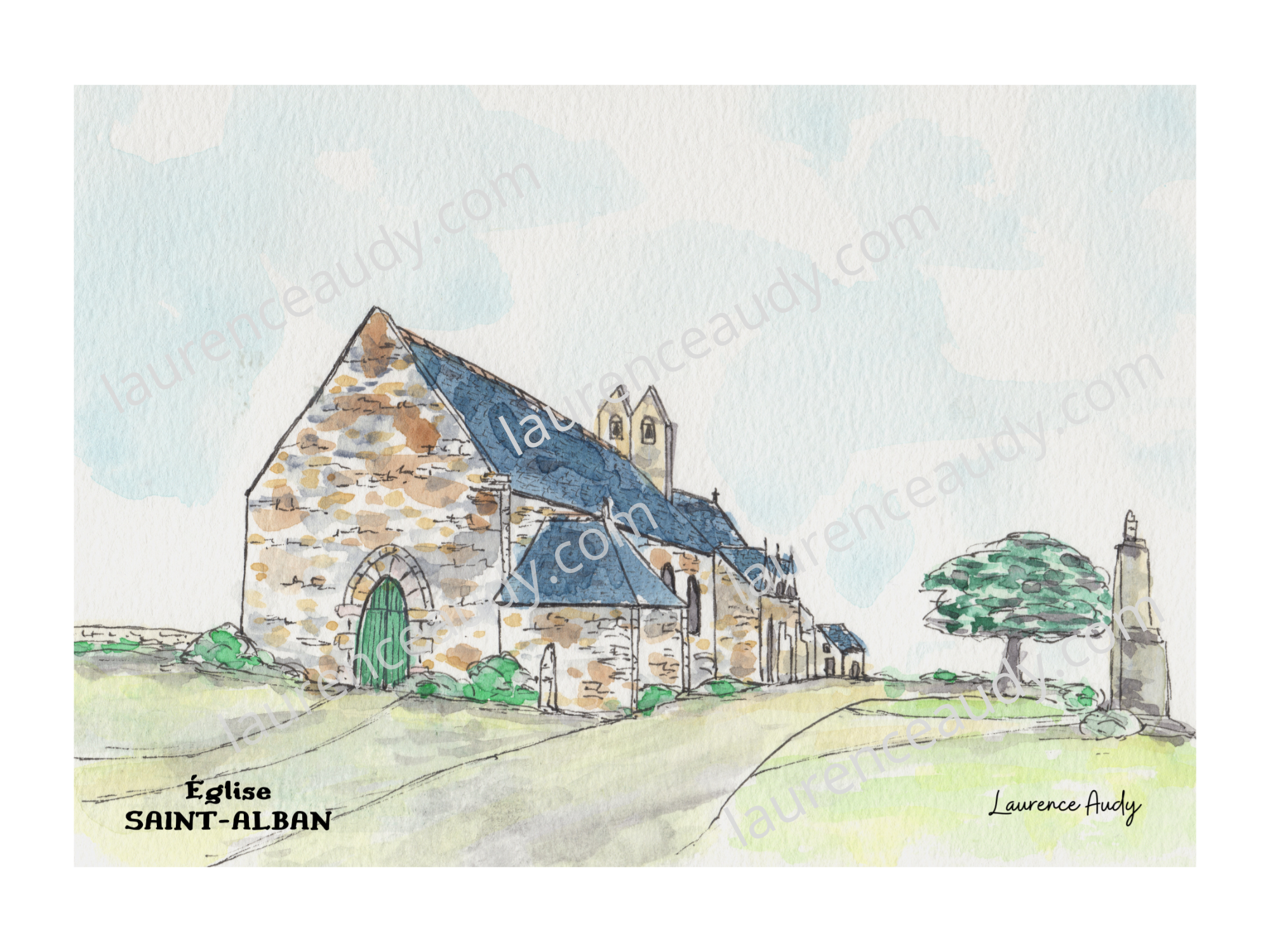 22-SAINT ALBAN-EGLISE-AQUARELLE FILIGRANE