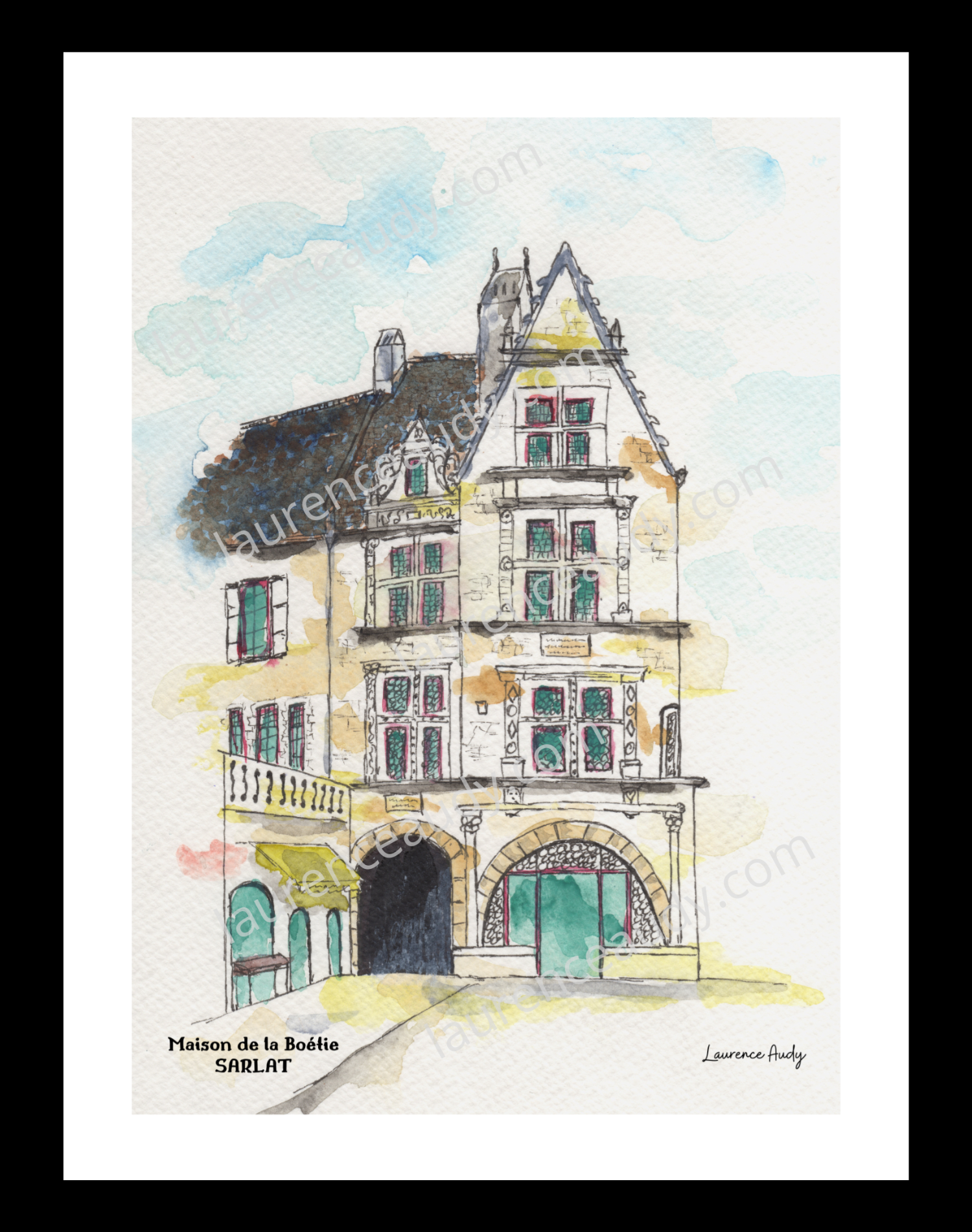Affiche Maison de la Boétie Sarlat — aquarelle – Image 3