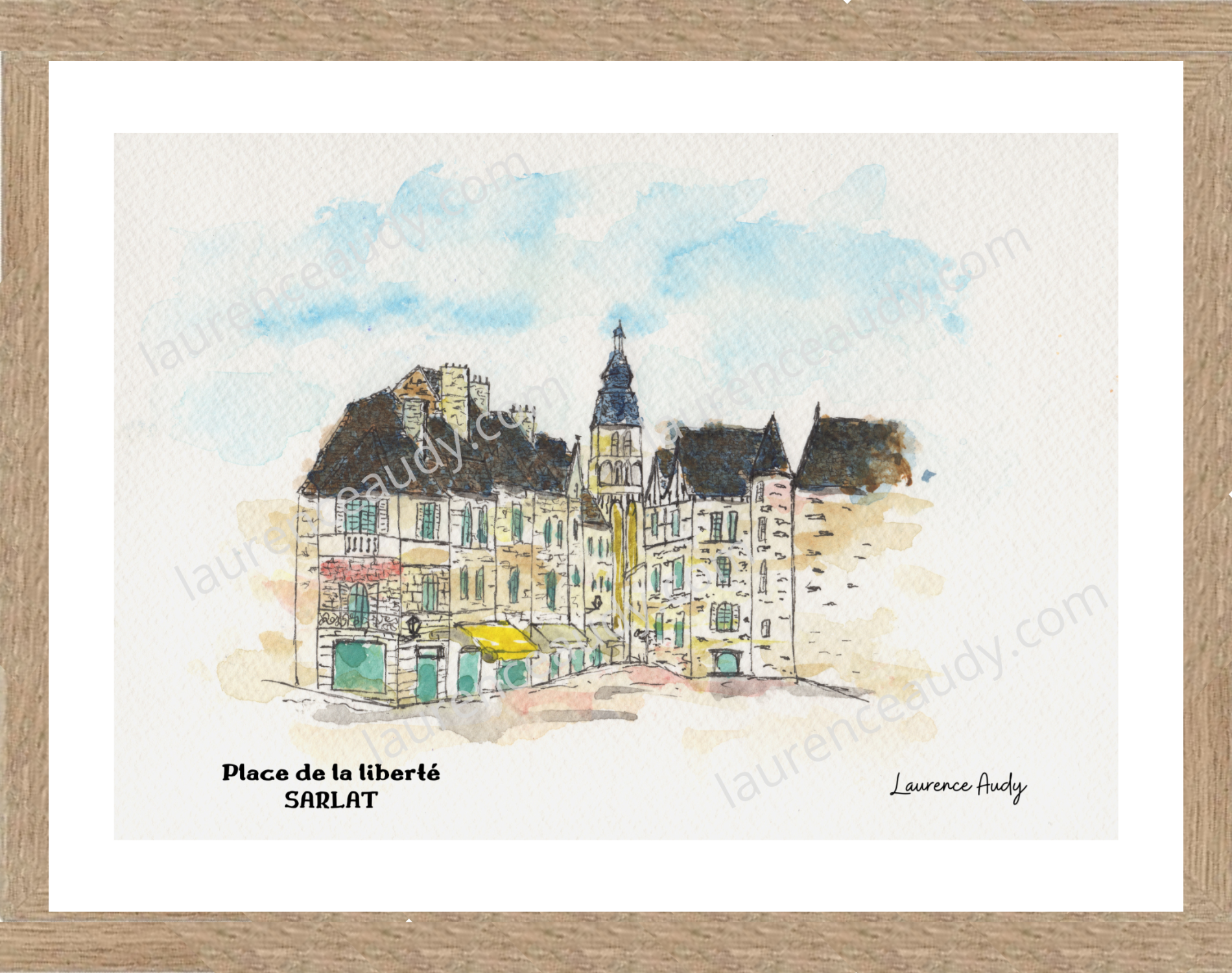 Affiche Place de la liberté Sarlat — aquarelle – Image 2