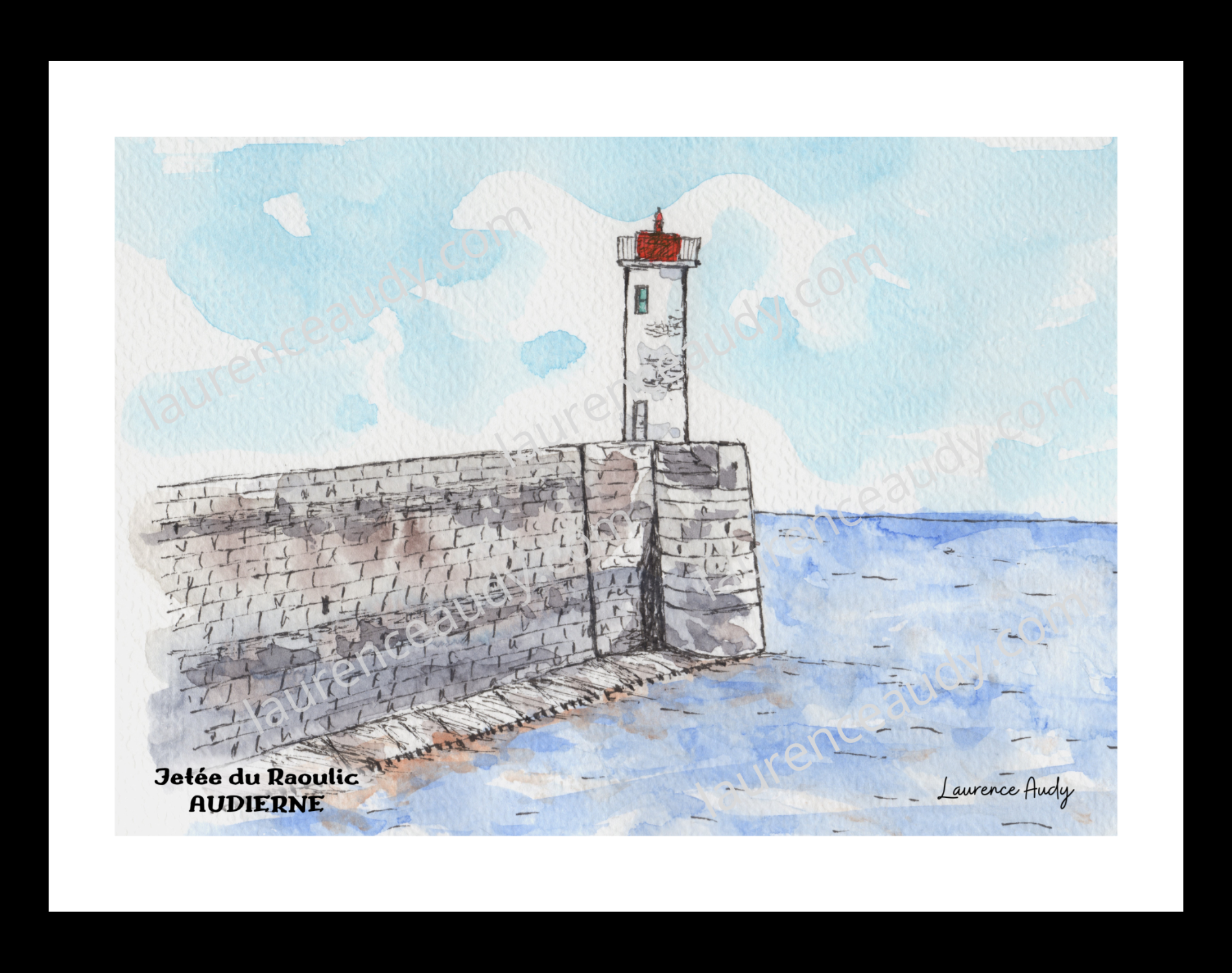 Affiche Jetée du Raoulic Audierne — aquarelle – Image 2