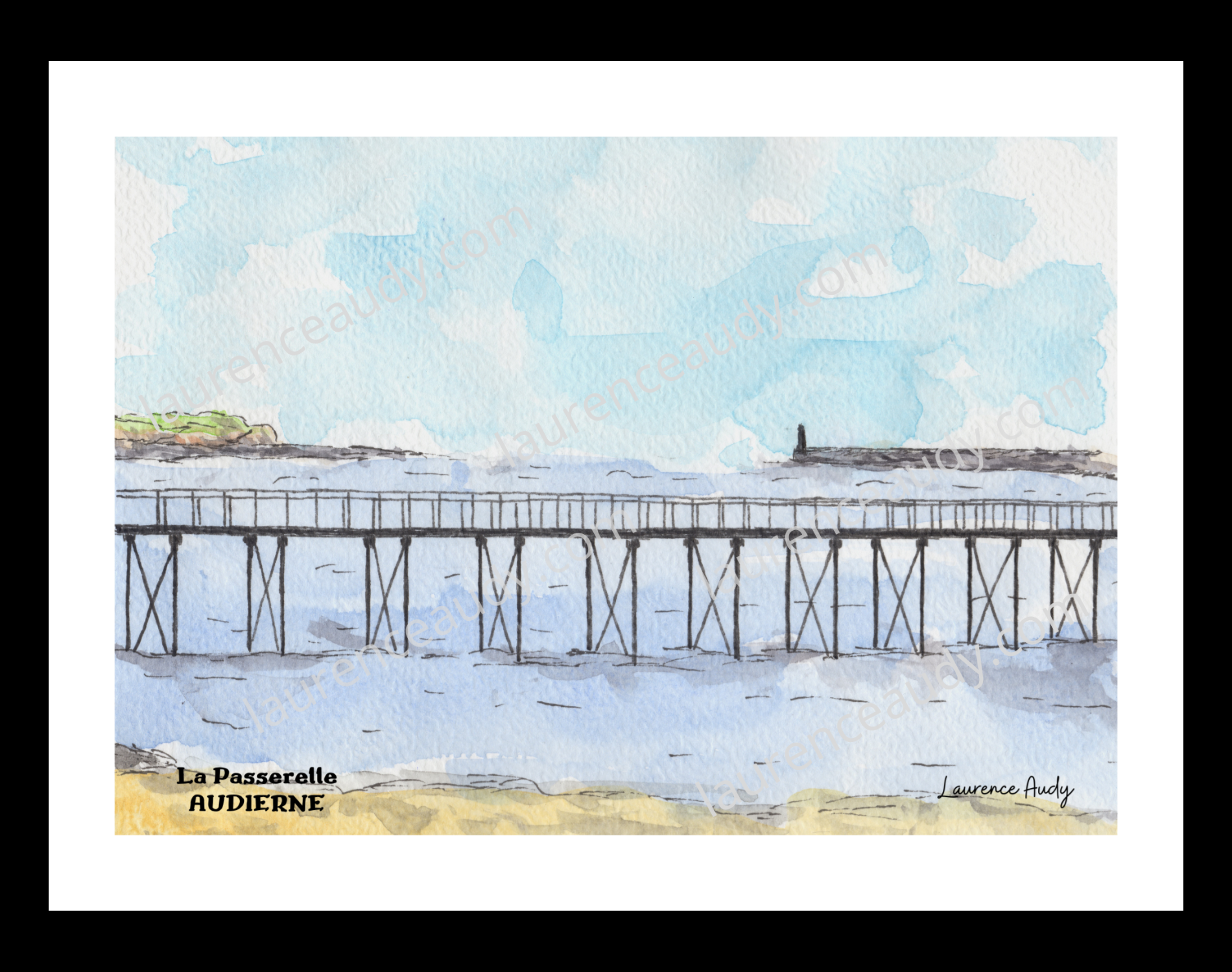 Affiche La Passerelle Audierne — aquarelle – Image 2
