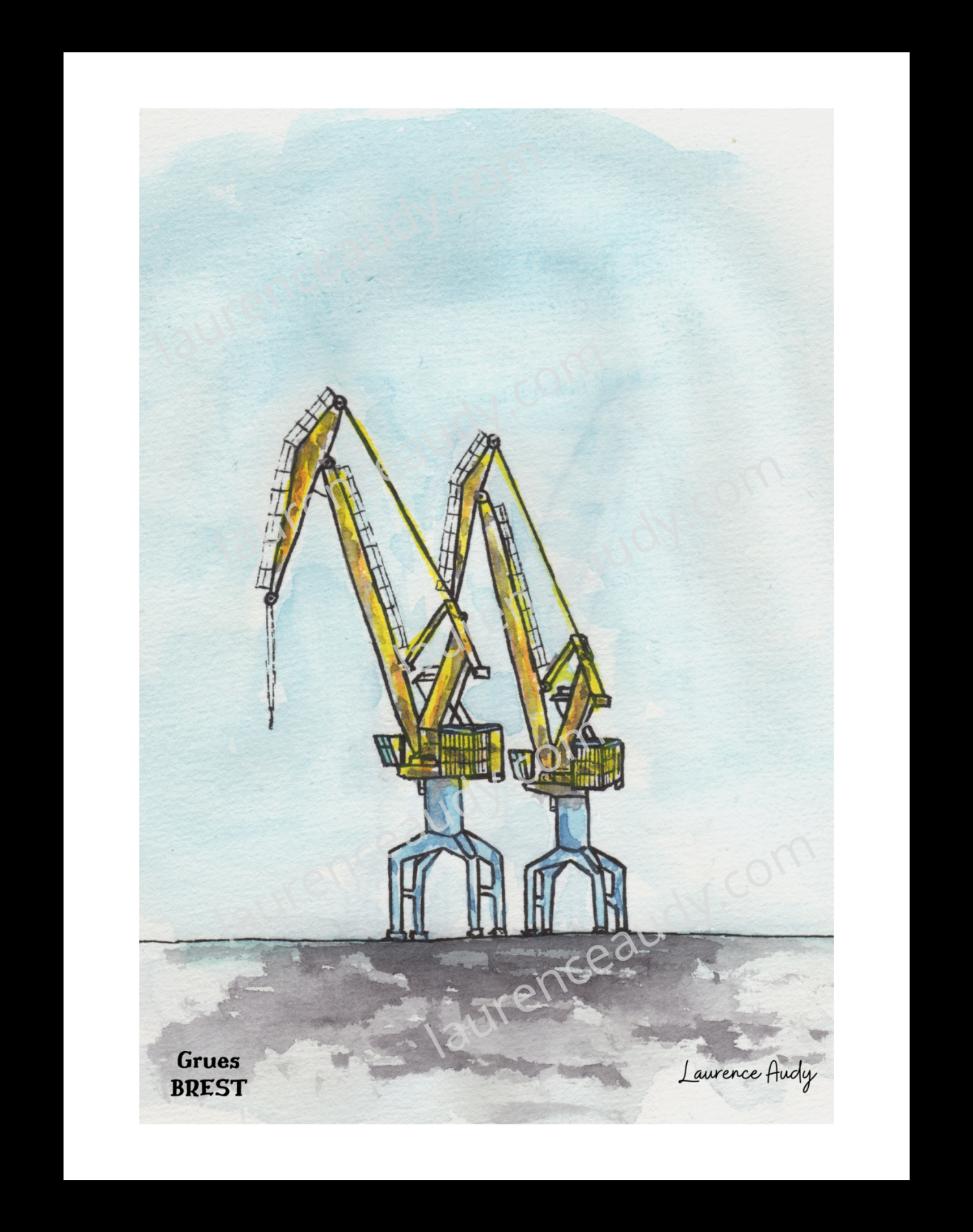 Affiche Grues Brest — aquarelle – Image 2