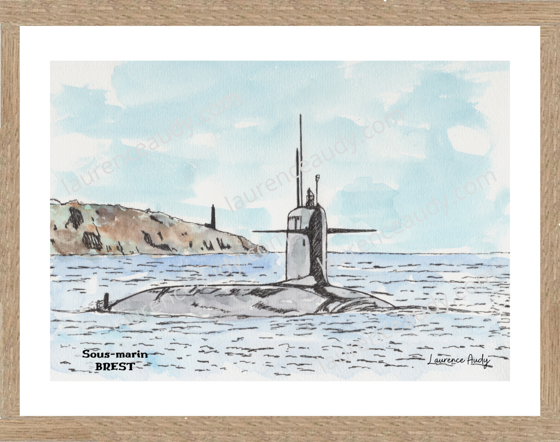 Affiche Sous-marin Brest — aquarelle – Image 3