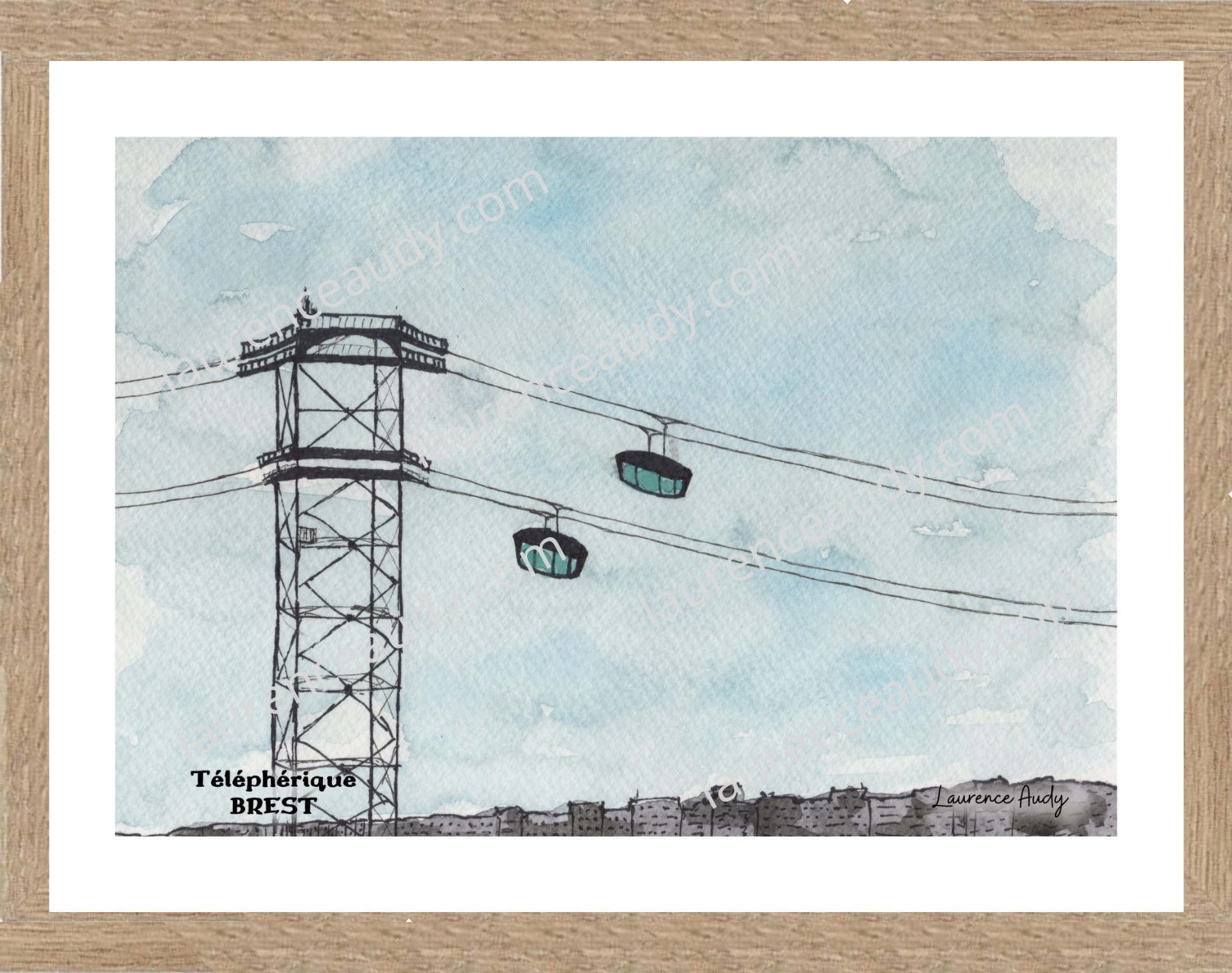 Affiche le téléphérique à Brest — aquarelle – Image 2