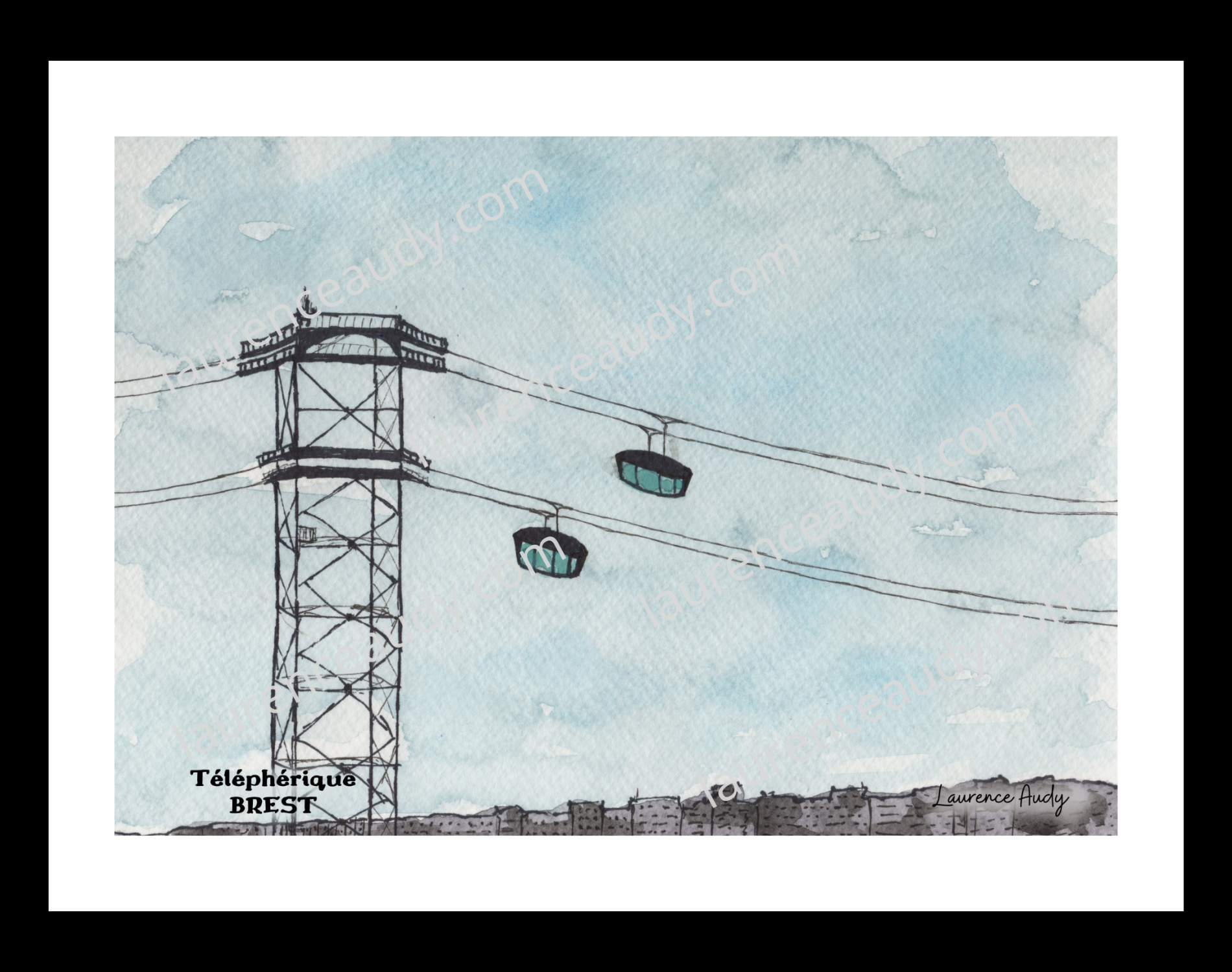 Affiche le téléphérique à Brest — aquarelle – Image 3