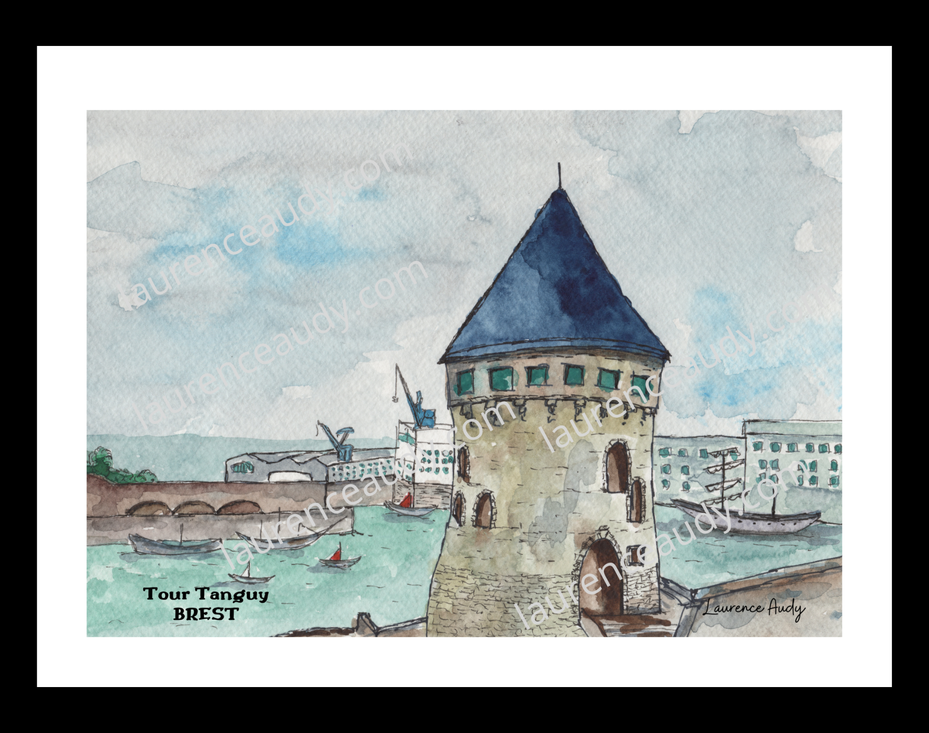 Affiche Tour Tanguy à Brest — aquarelle – Image 3