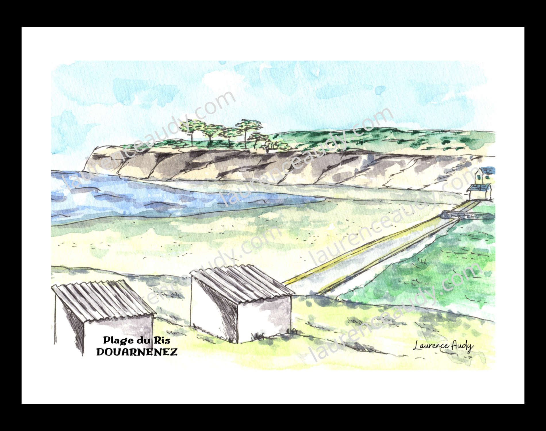 Affiche Plage du Ris Douarnenez — aquarelle – Image 2