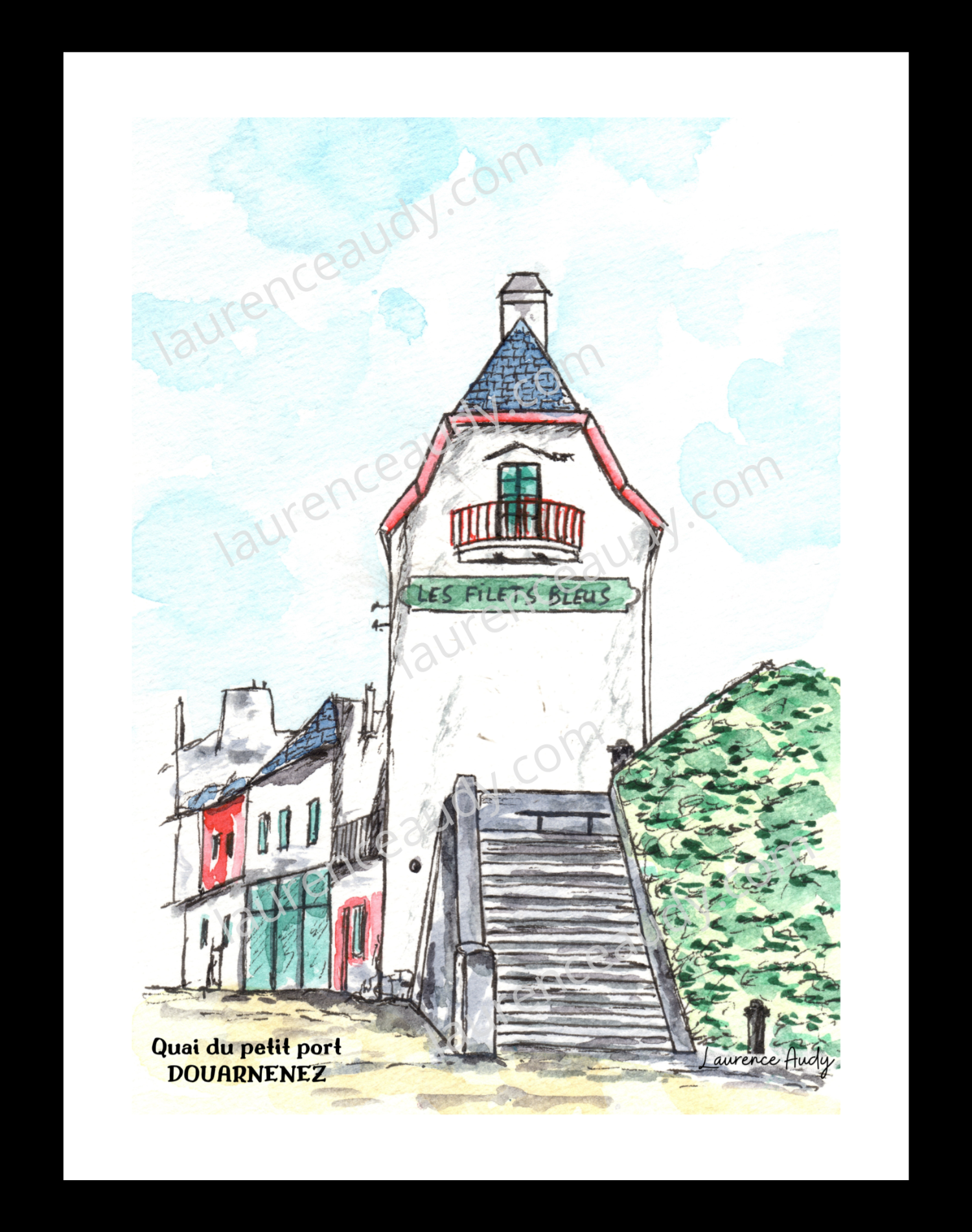 Affiche Quai du petit port Douarnenez — aquarelle – Image 2