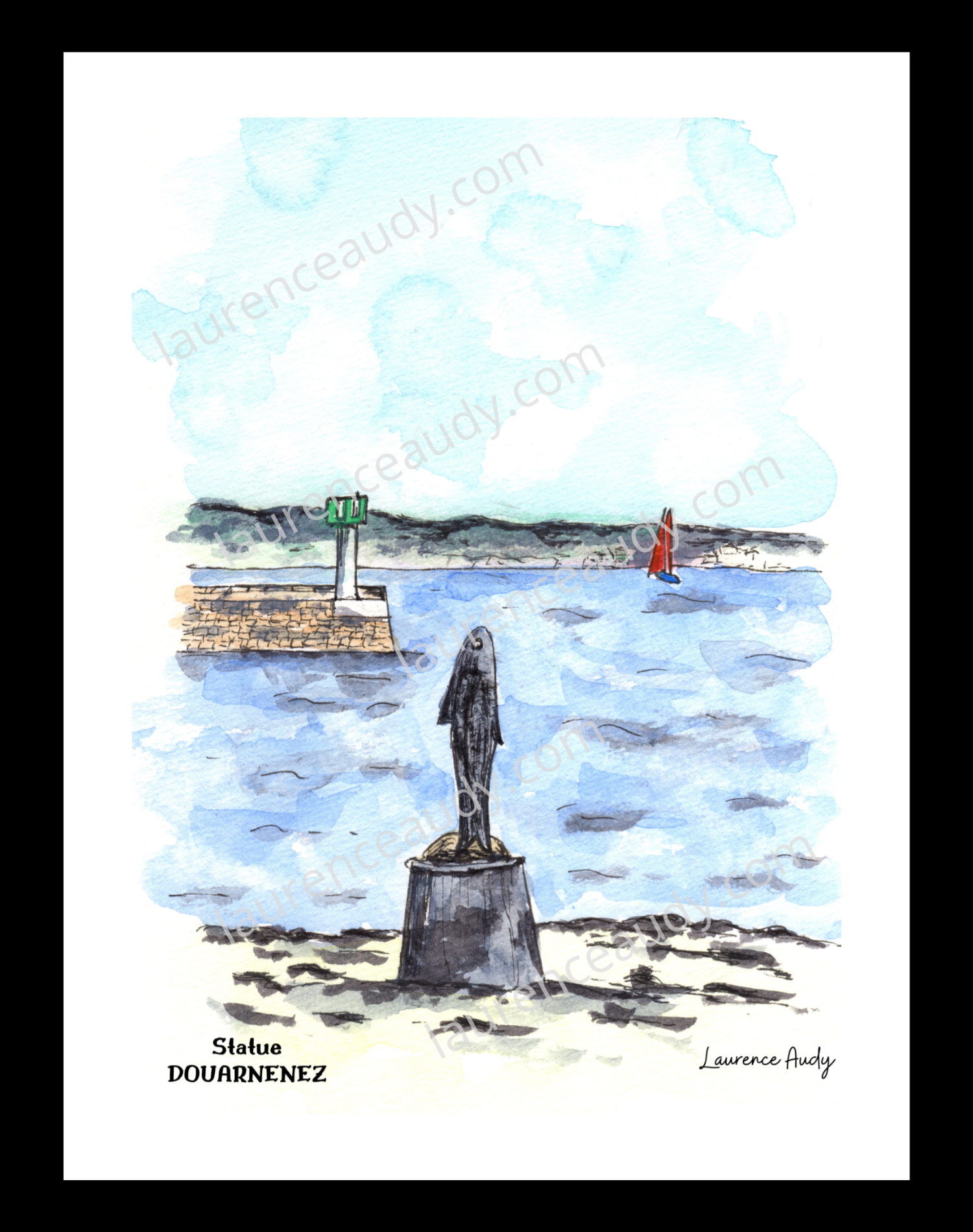 Affiche Statue Douarnenez — aquarelle – Image 2