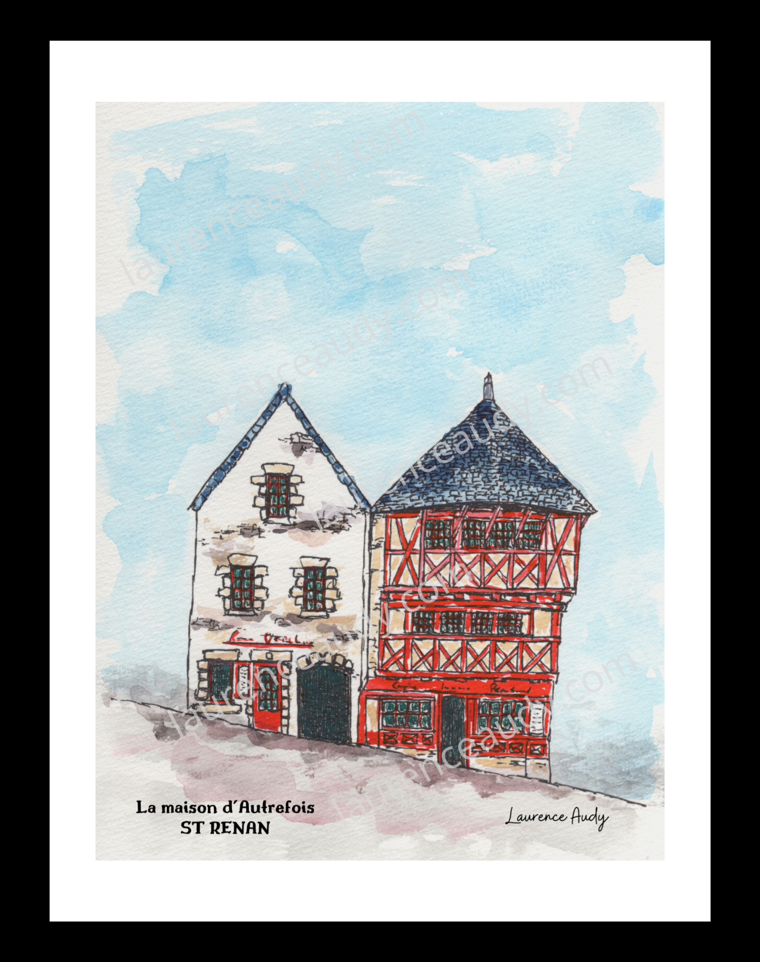 Affiche La maison d’Autrefois St Renan — aquarelle – Image 2