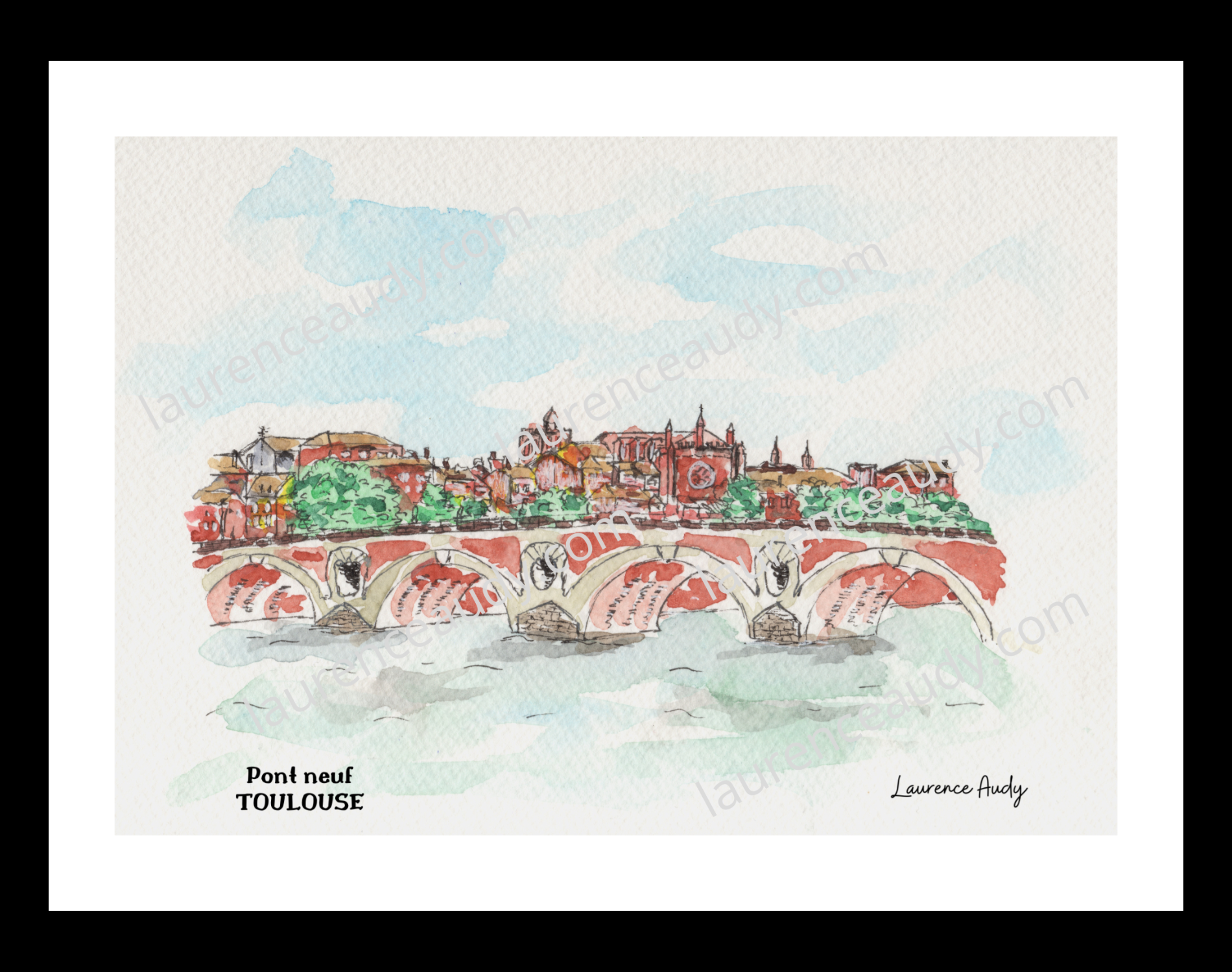 Affiche Pont Neuf Toulouse — aquarelle – Image 2
