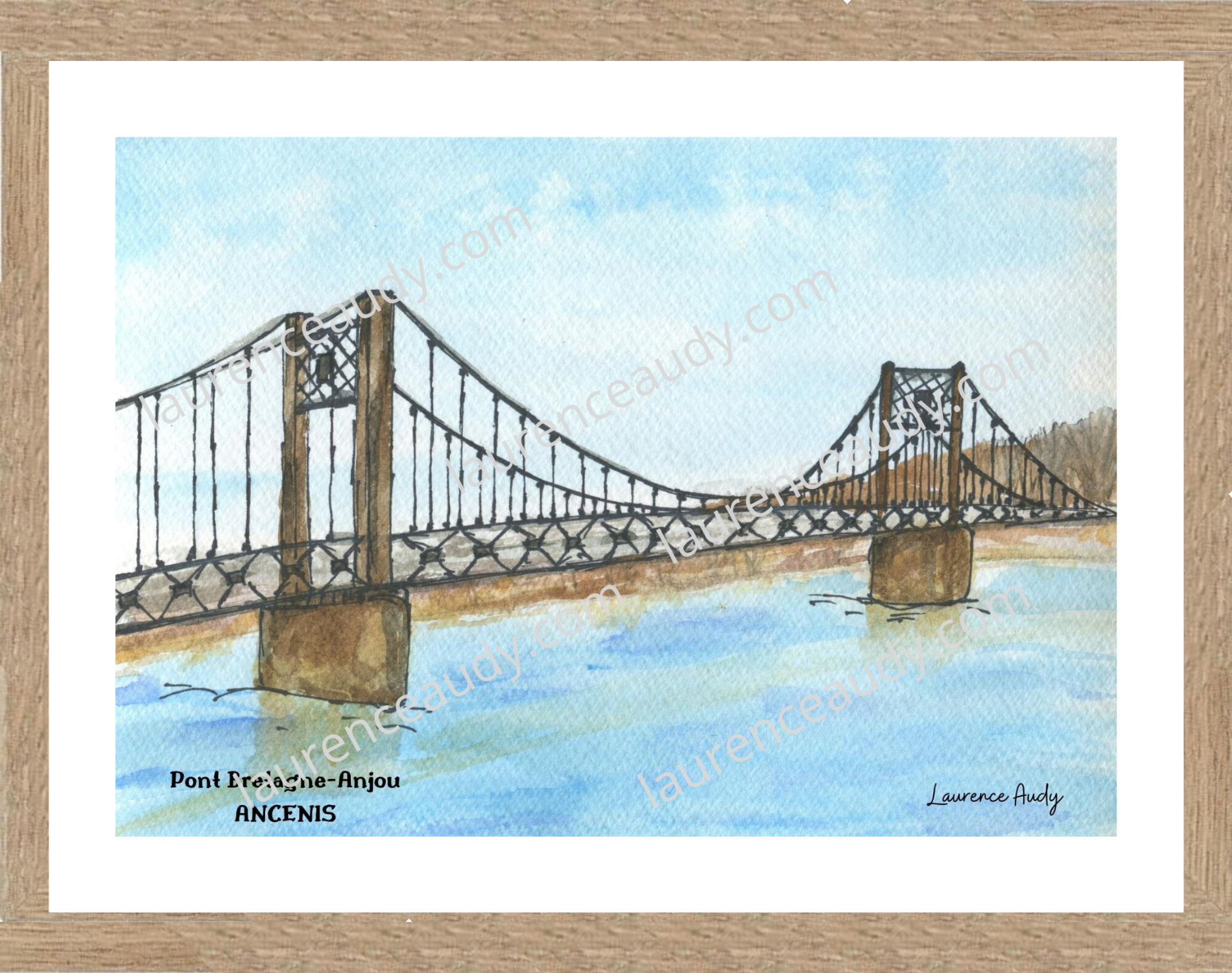 Affiche pont Bretagne Anjou à Ancenis — aquarelle – Image 2