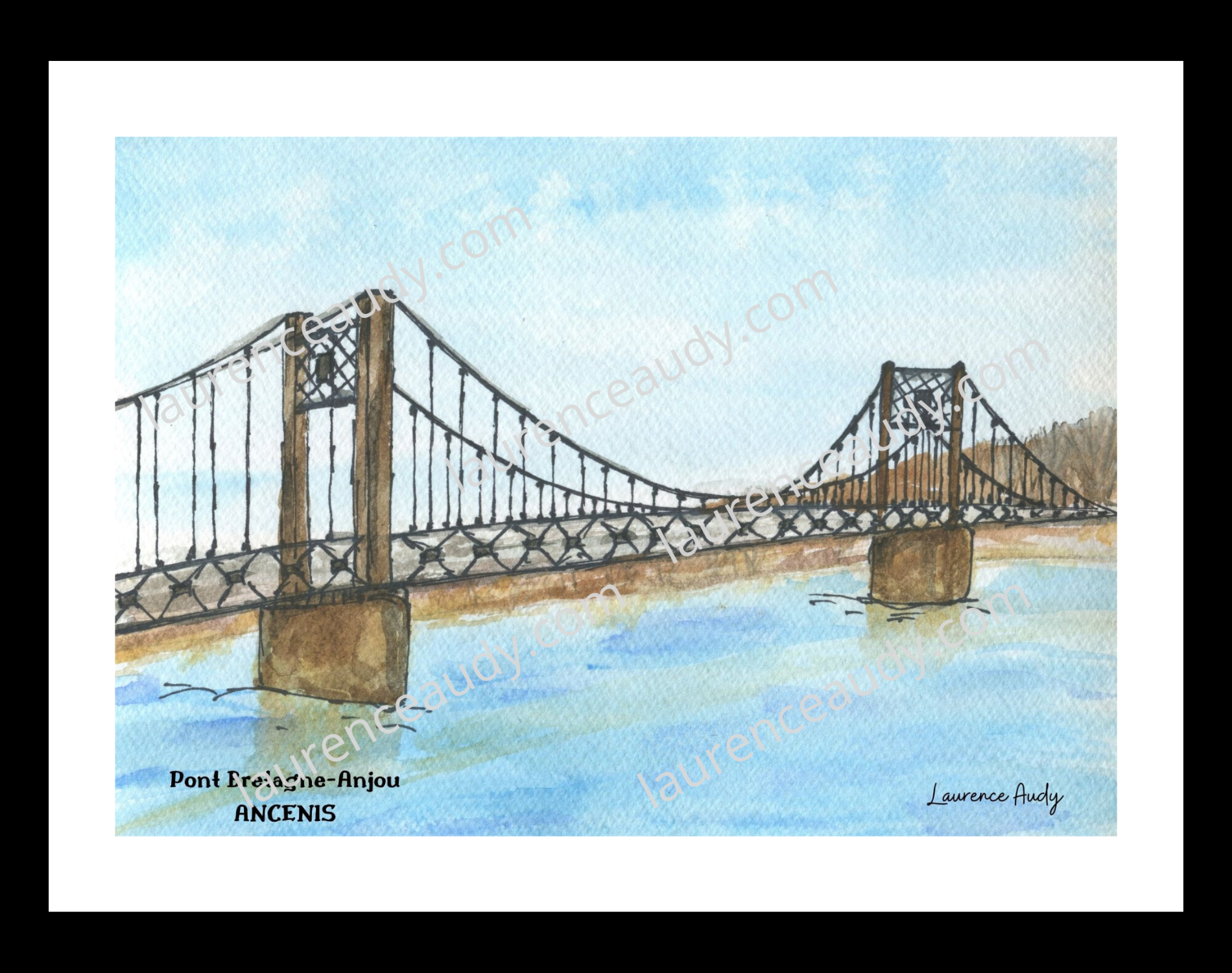 Affiche pont Bretagne Anjou à Ancenis — aquarelle – Image 3