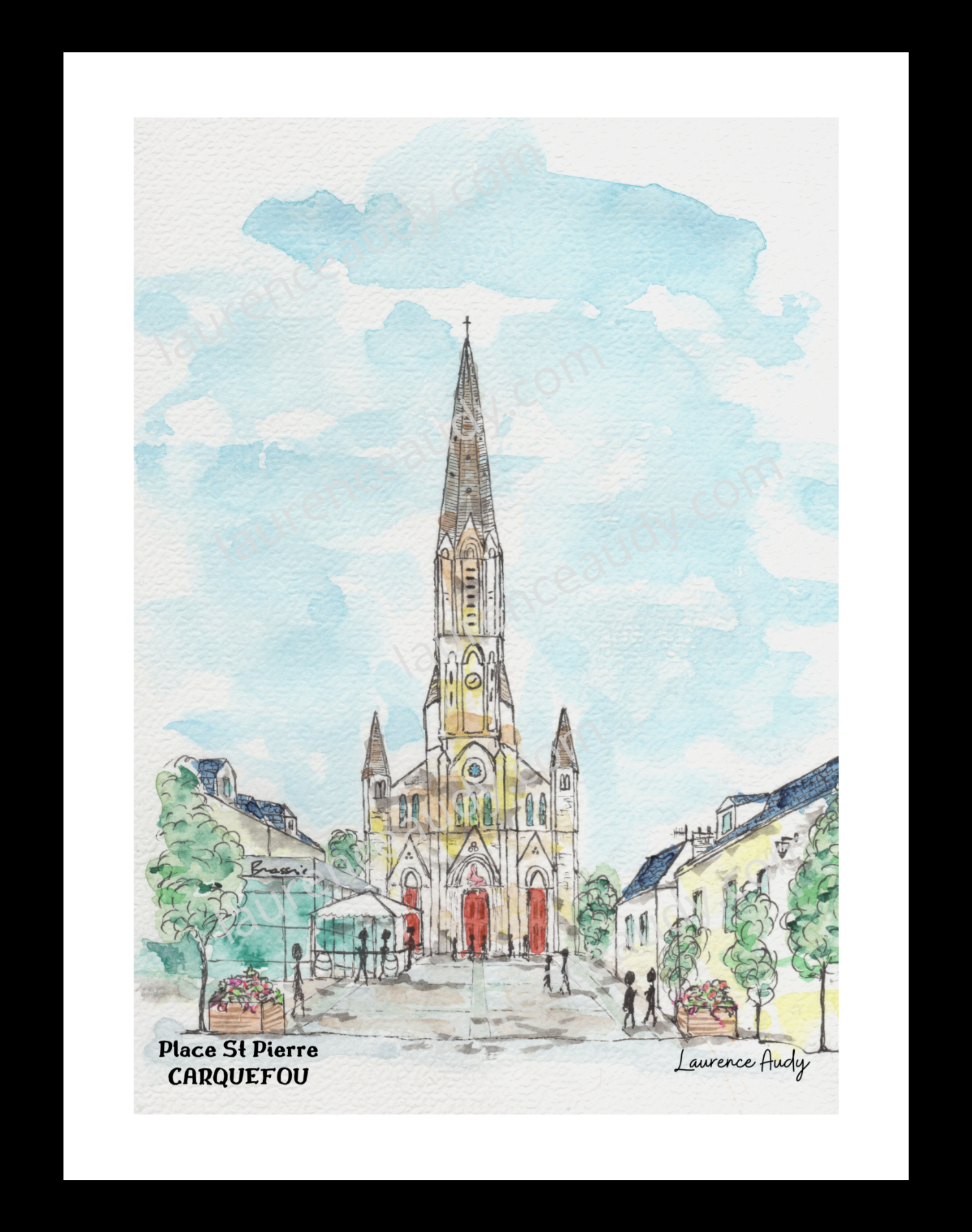 Affiche Place St Pierre à Carquefou — aquarelle – Image 2