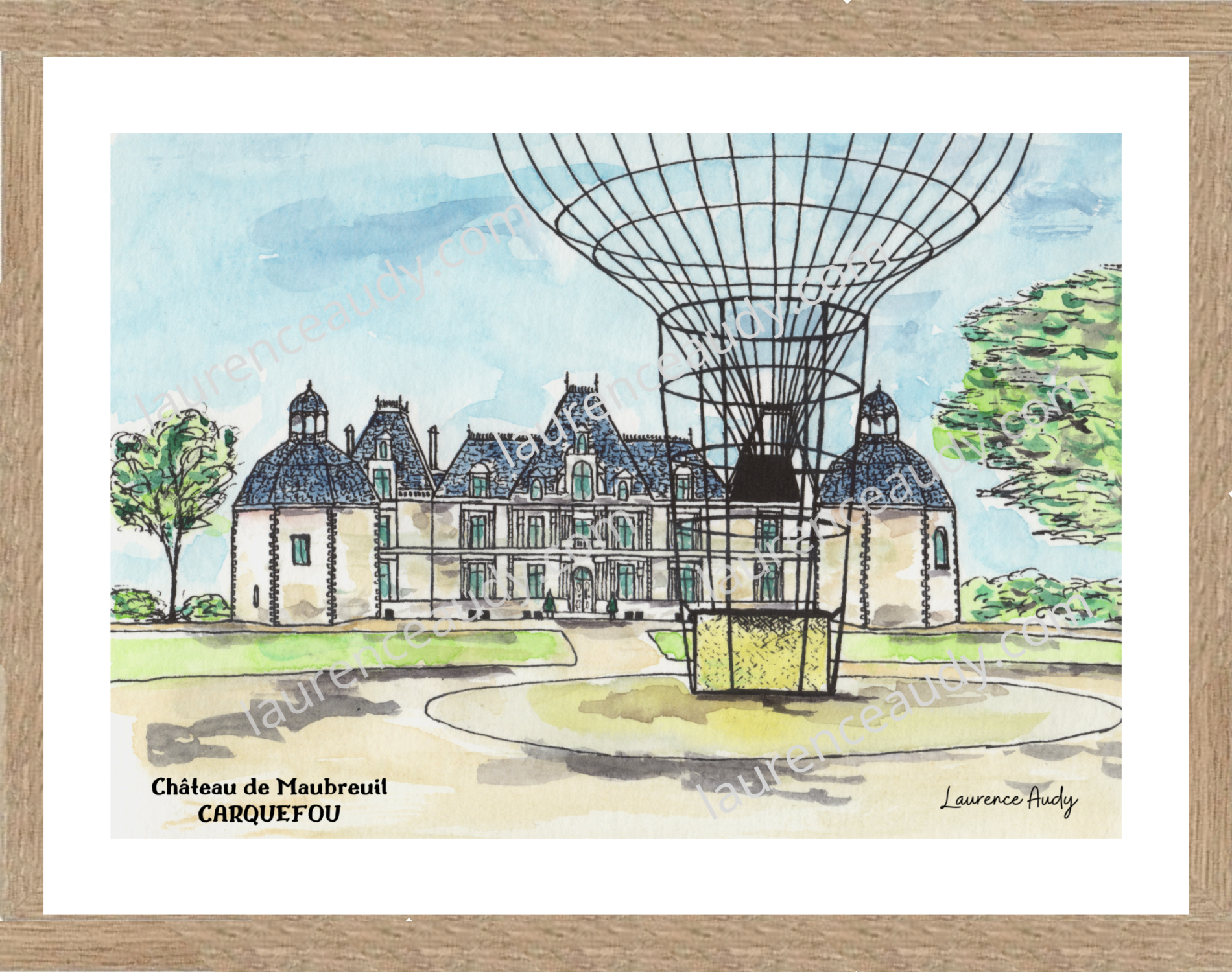 Affiche Château de Maubreuil à Carquefou — aquarelle – Image 3