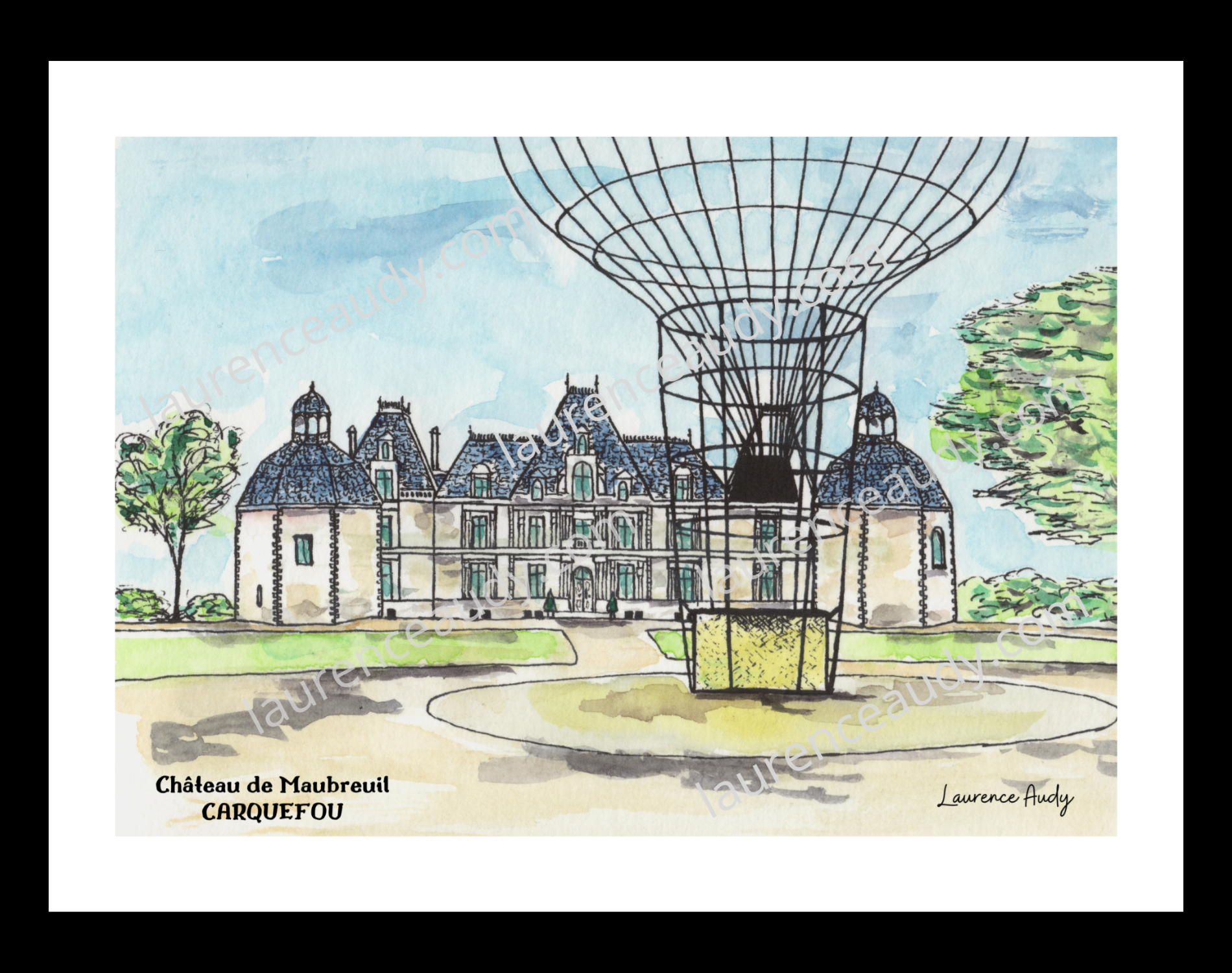 Affiche Château de Maubreuil à Carquefou — aquarelle – Image 2