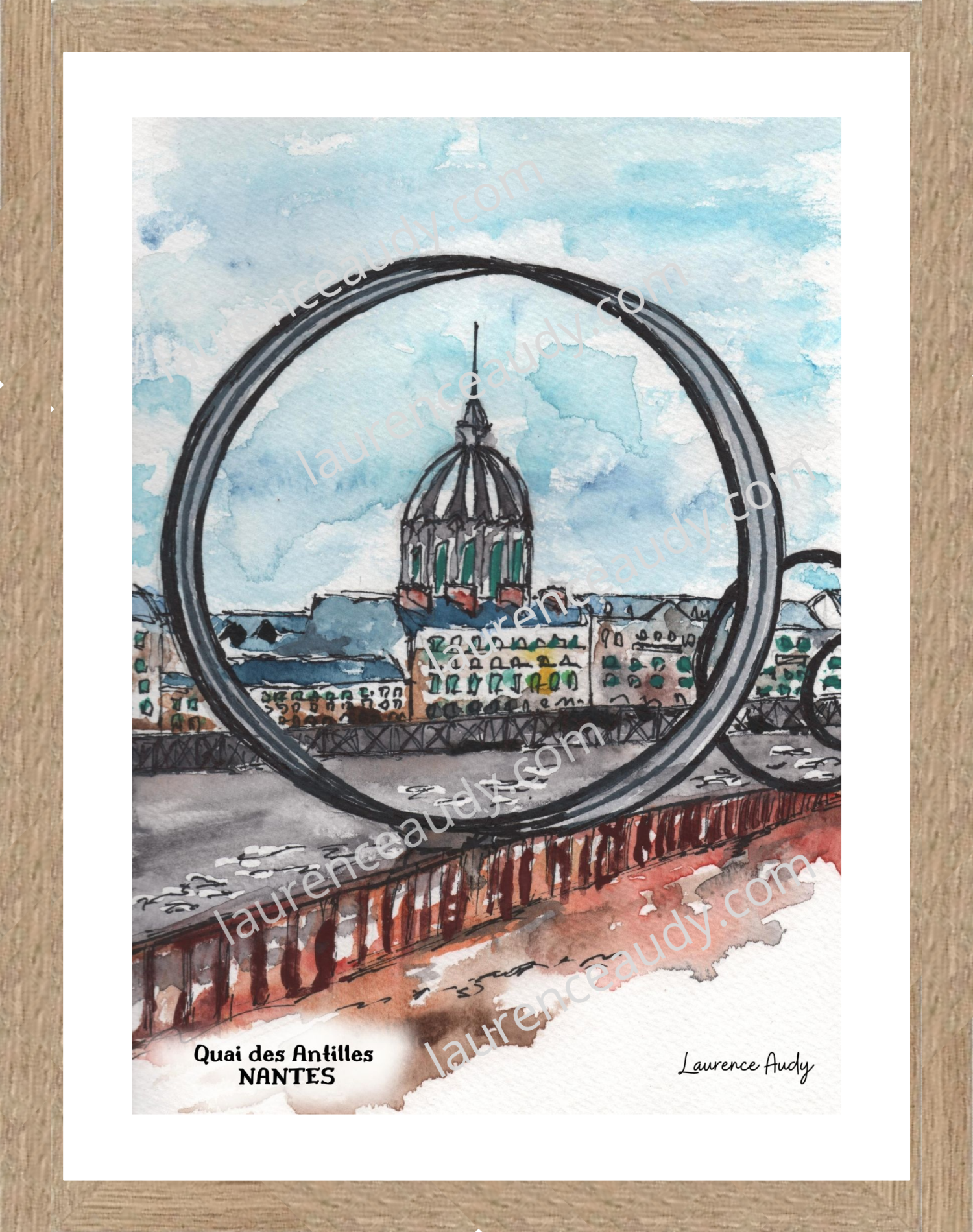 Affiche Quai des Antilles à Nantes — aquarelle – Image 2