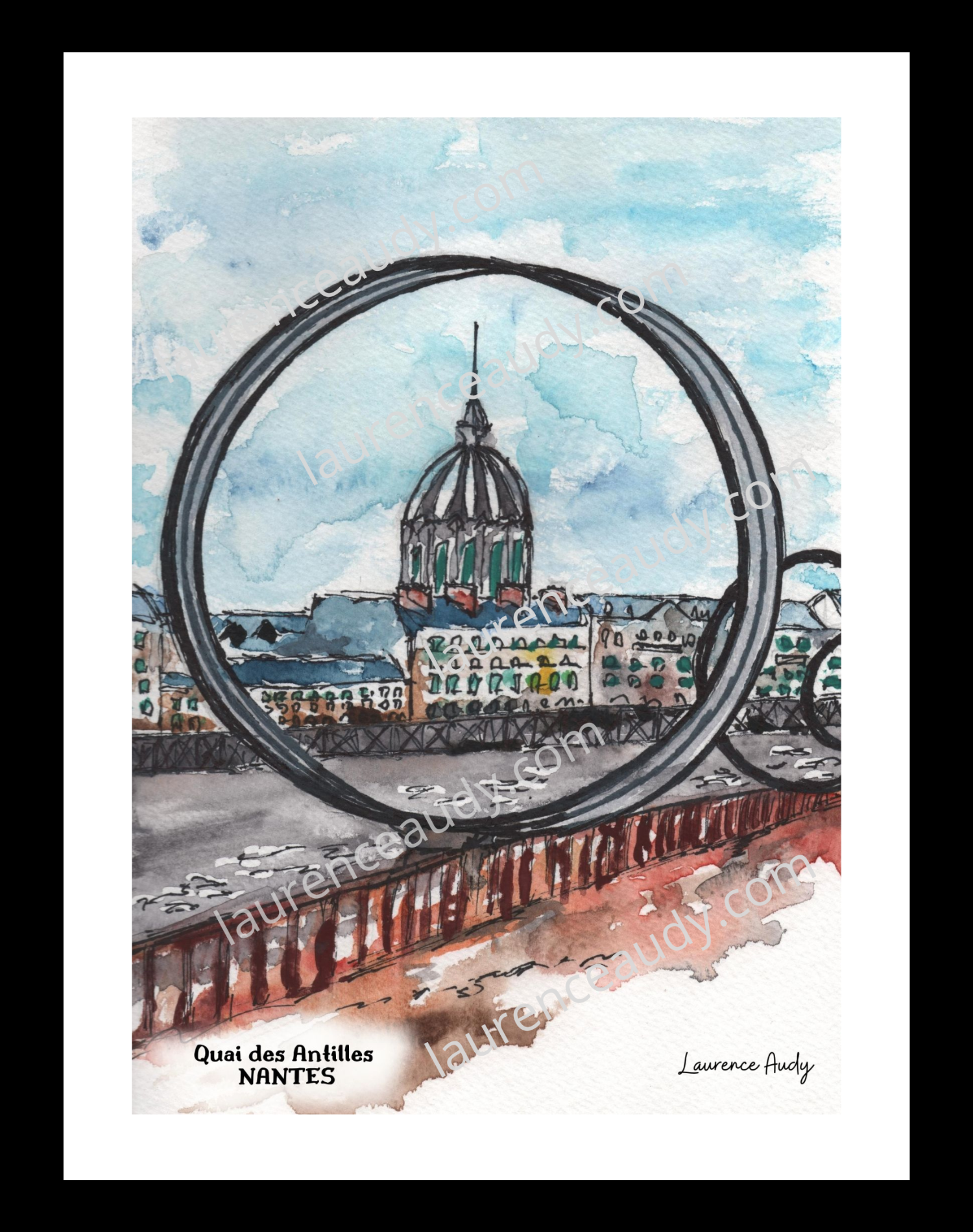 Affiche Quai des Antilles à Nantes — aquarelle – Image 3