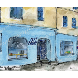 Affiche Café Bécot à Nantes — aquarelle